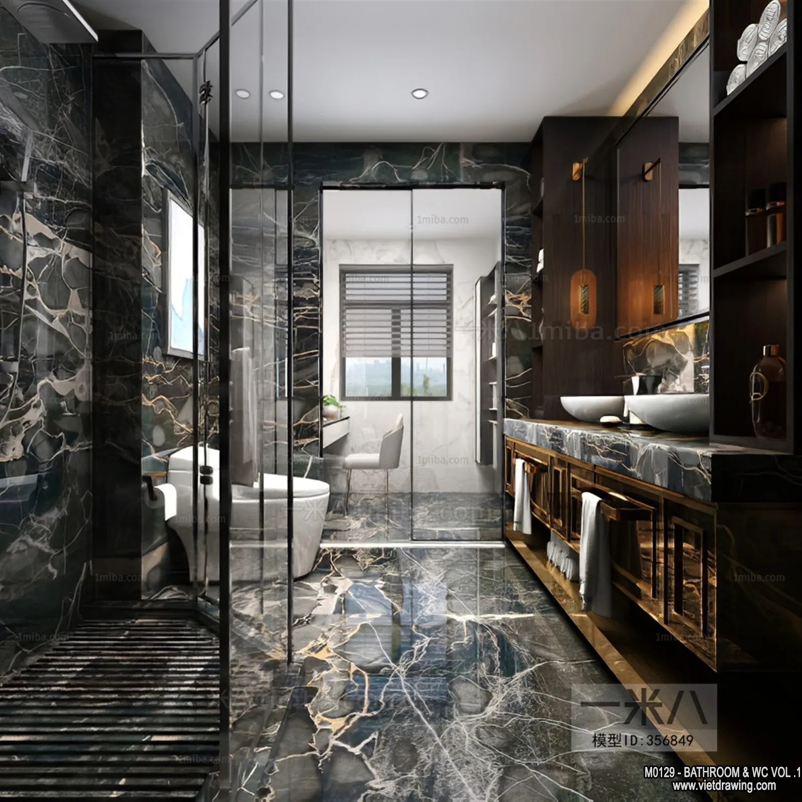 Bathroom - Toilet - WC - RestRoom - 3D Interior Scene - 012