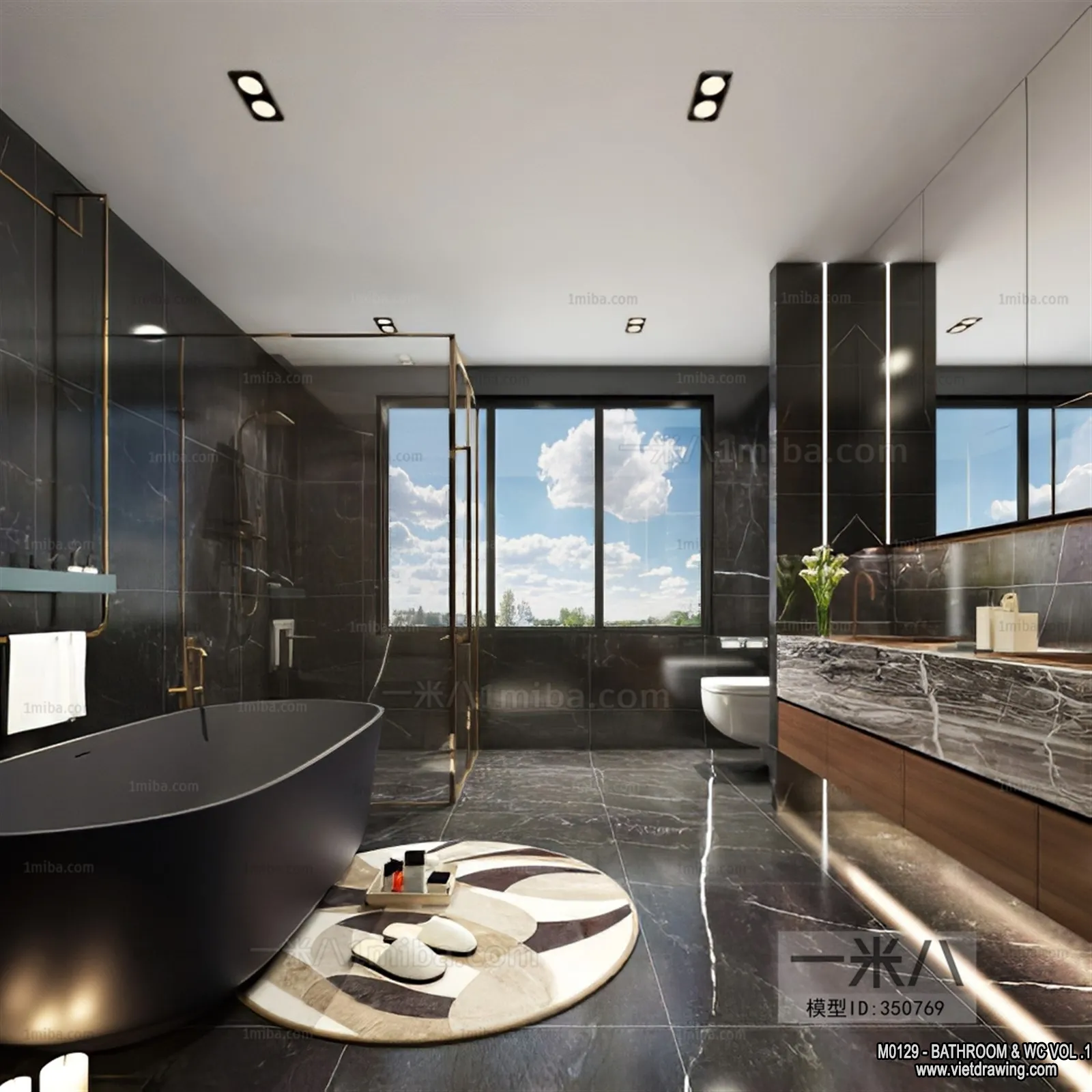 Bathroom - Toilet - WC - RestRoom - 3D Interior Scene - 014