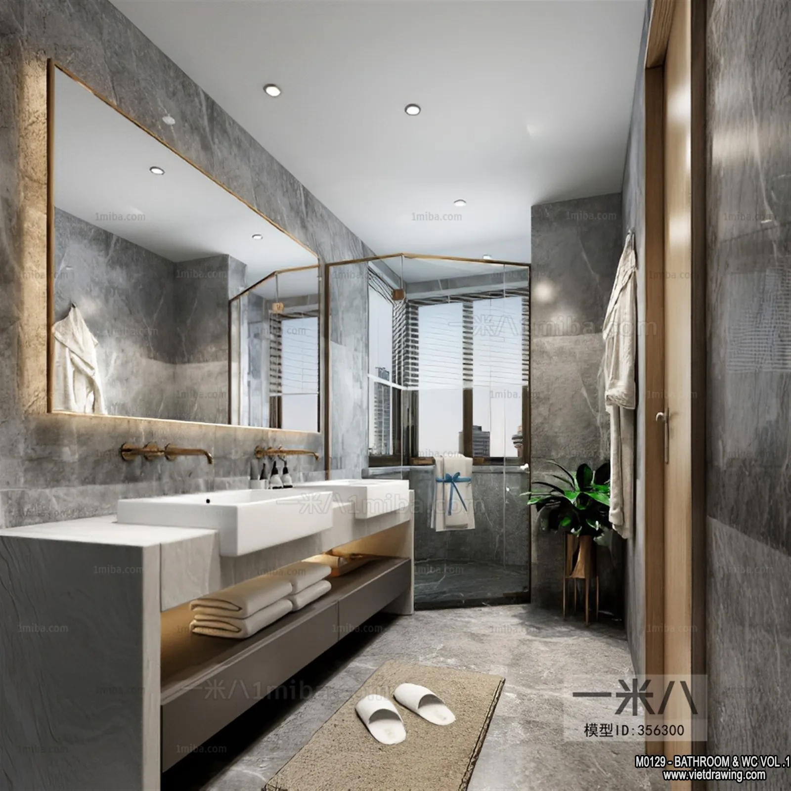 Bathroom - Toilet - WC - RestRoom - 3D Interior Scene - 016