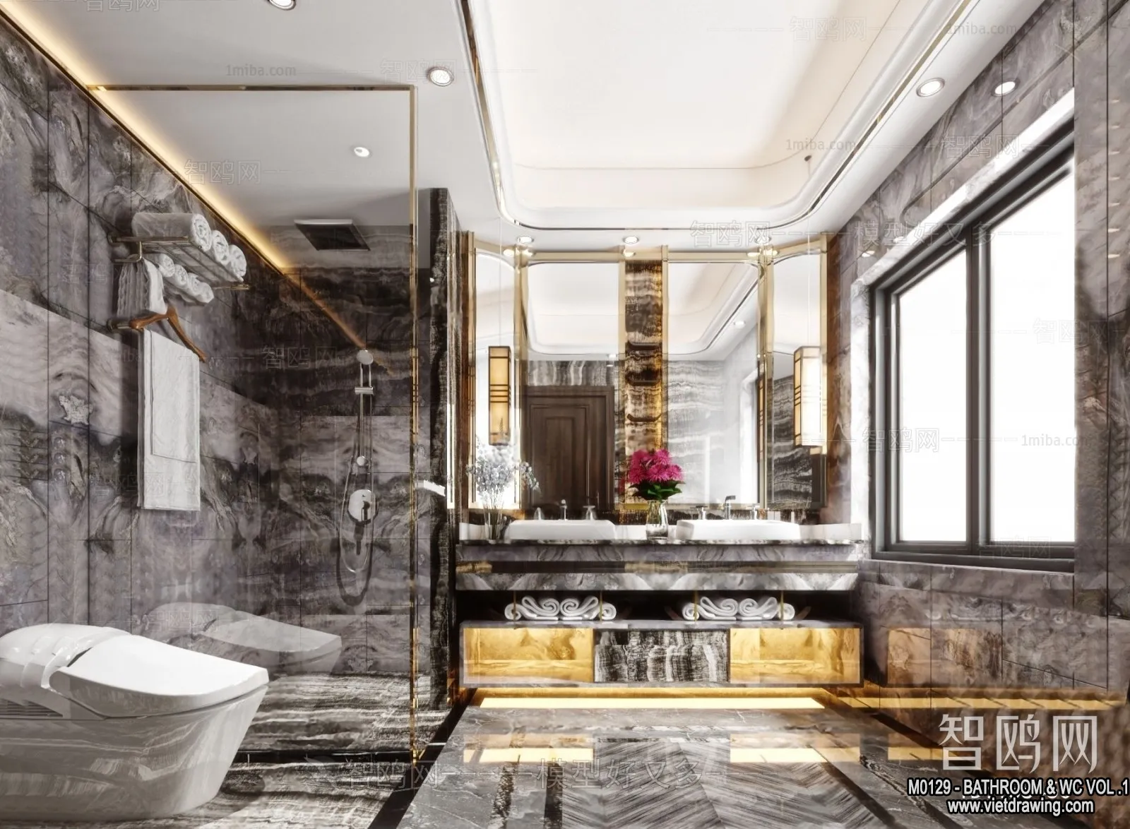 Bathroom - Toilet - WC - RestRoom - 3D Interior Scene - 017