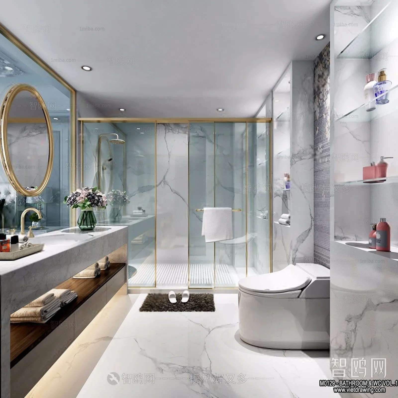 Bathroom - Toilet - WC - RestRoom - 3D Interior Scene - 018