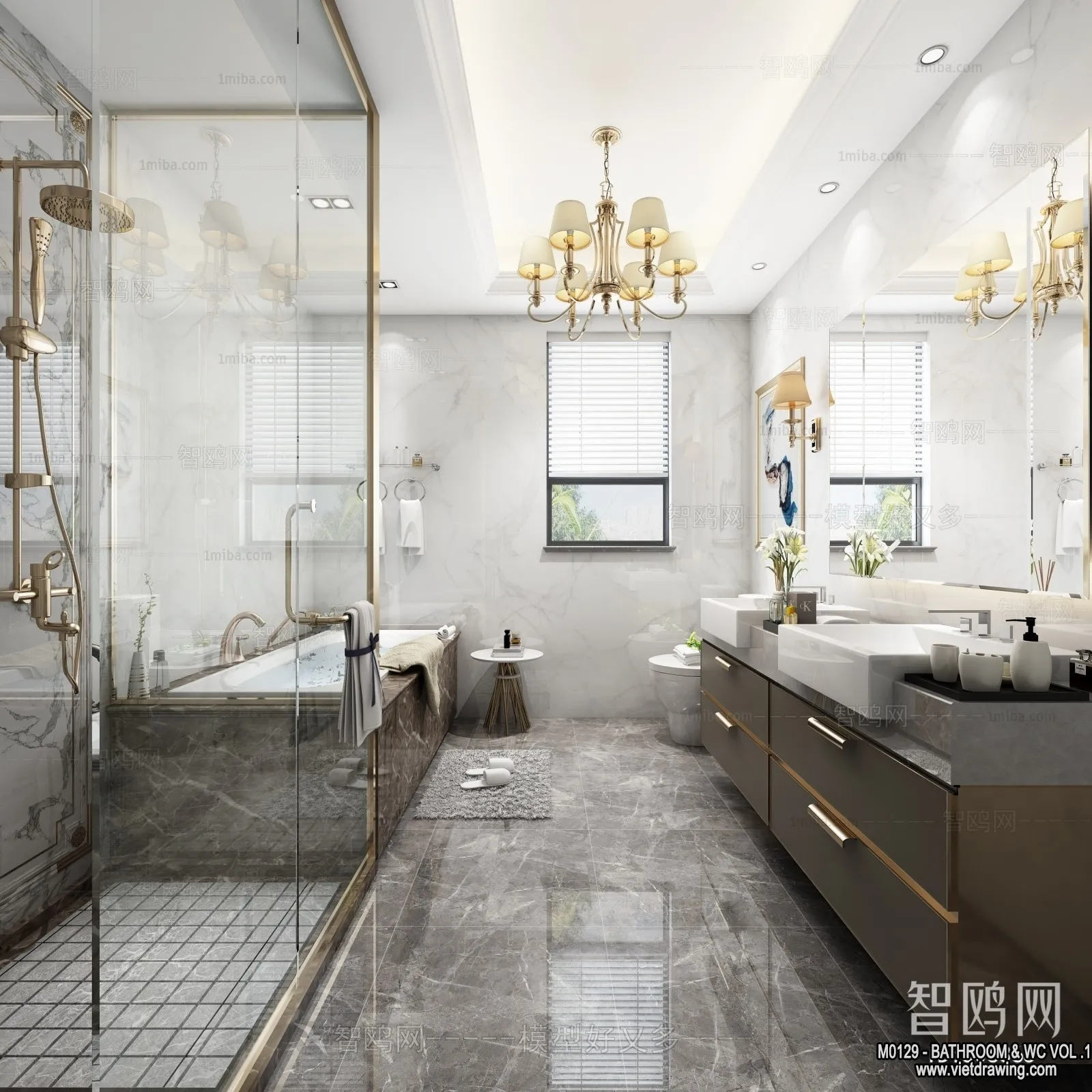 Bathroom - Toilet - WC - RestRoom - 3D Interior Scene - 023