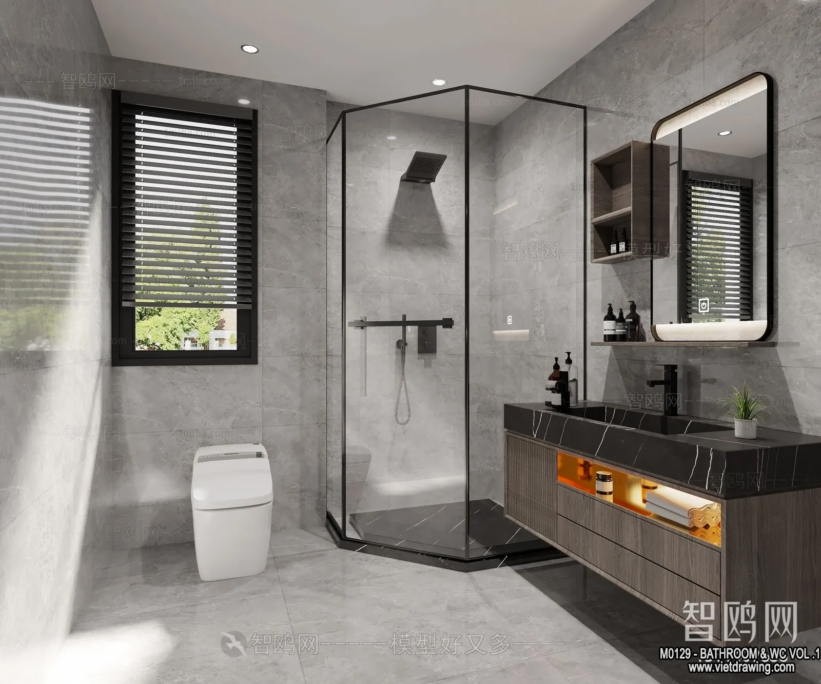 Bathroom - Toilet - WC - RestRoom - 3D Interior Scene - 024