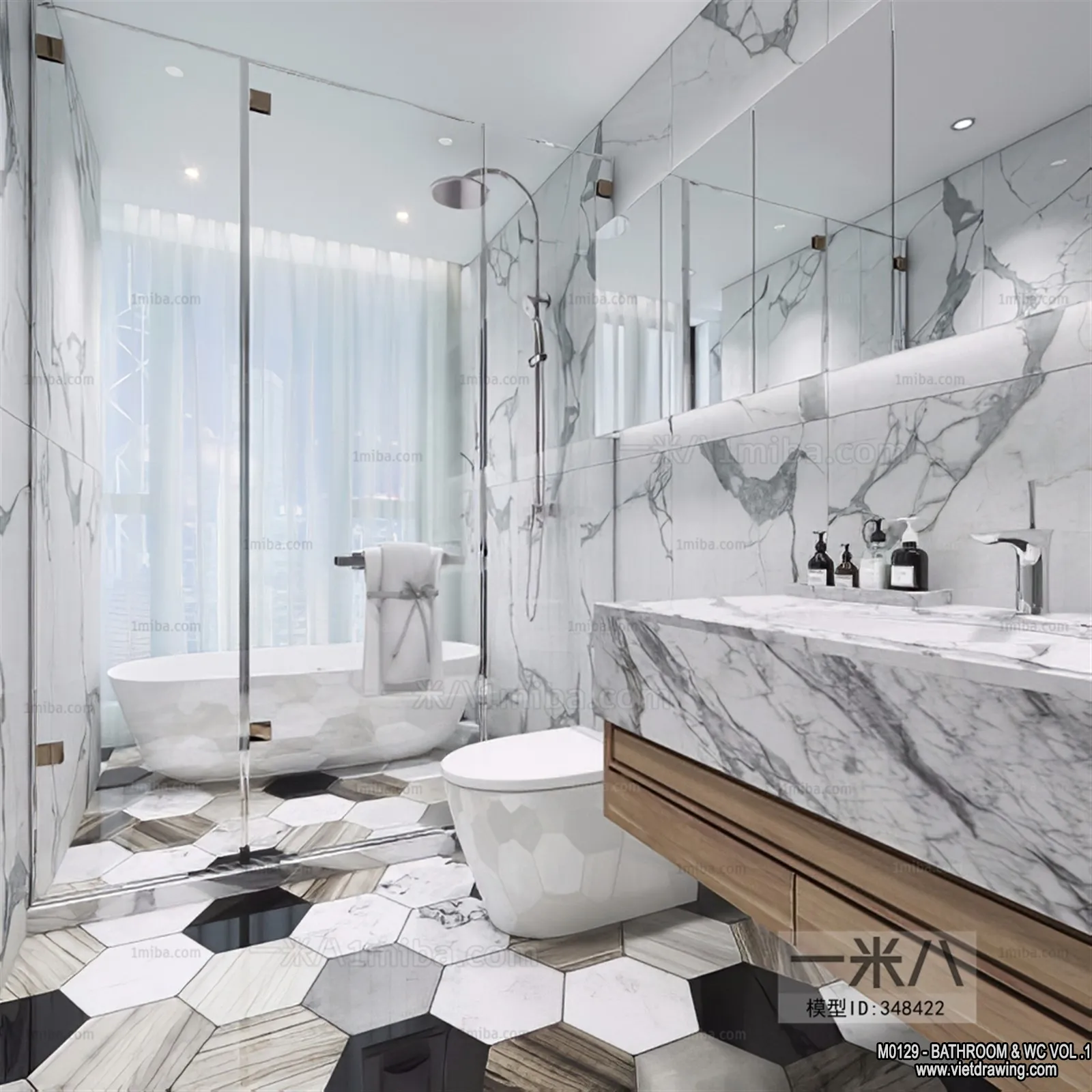 Bathroom - Toilet - WC - RestRoom - 3D Interior Scene - 025