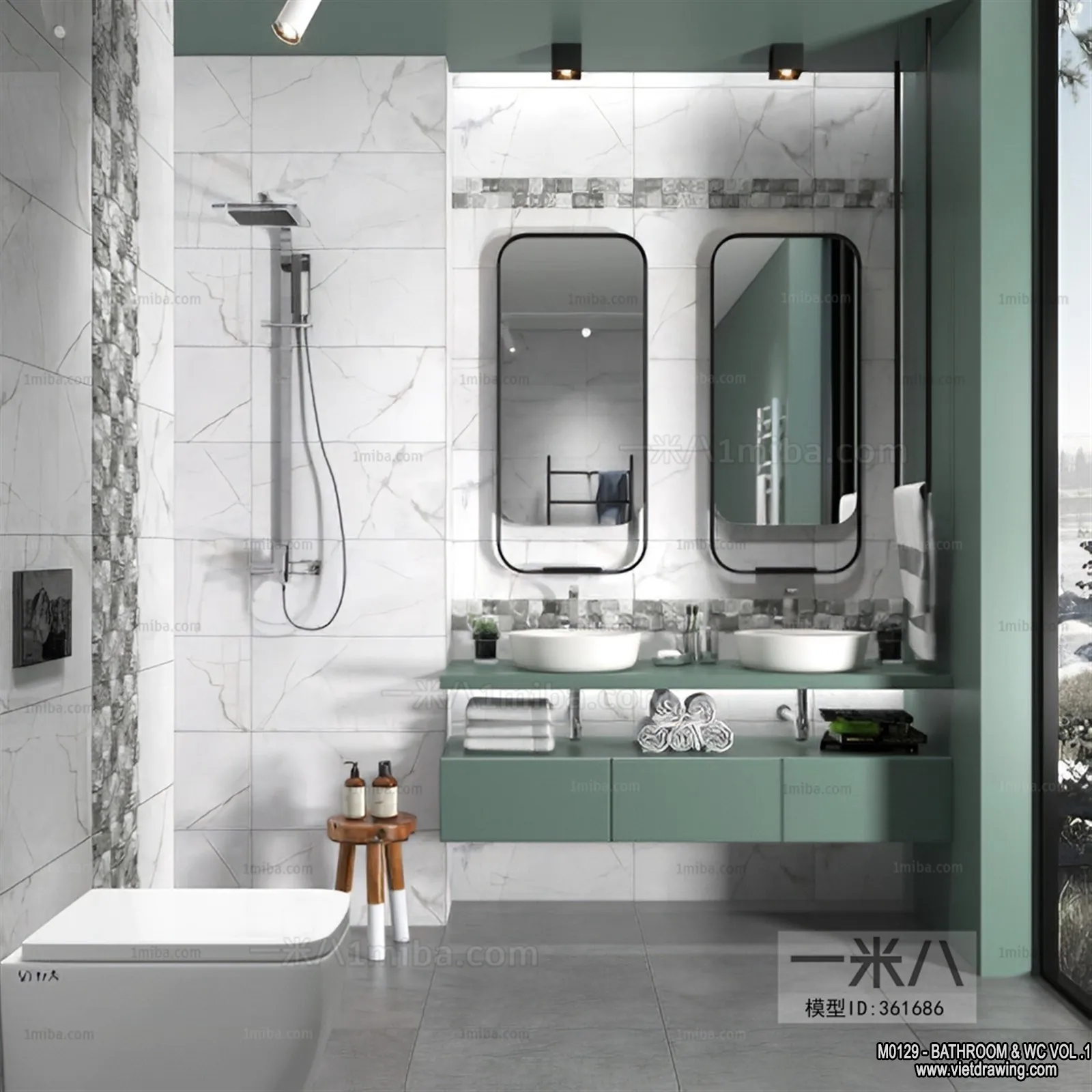 Bathroom - Toilet - WC - RestRoom - 3D Interior Scene - 026