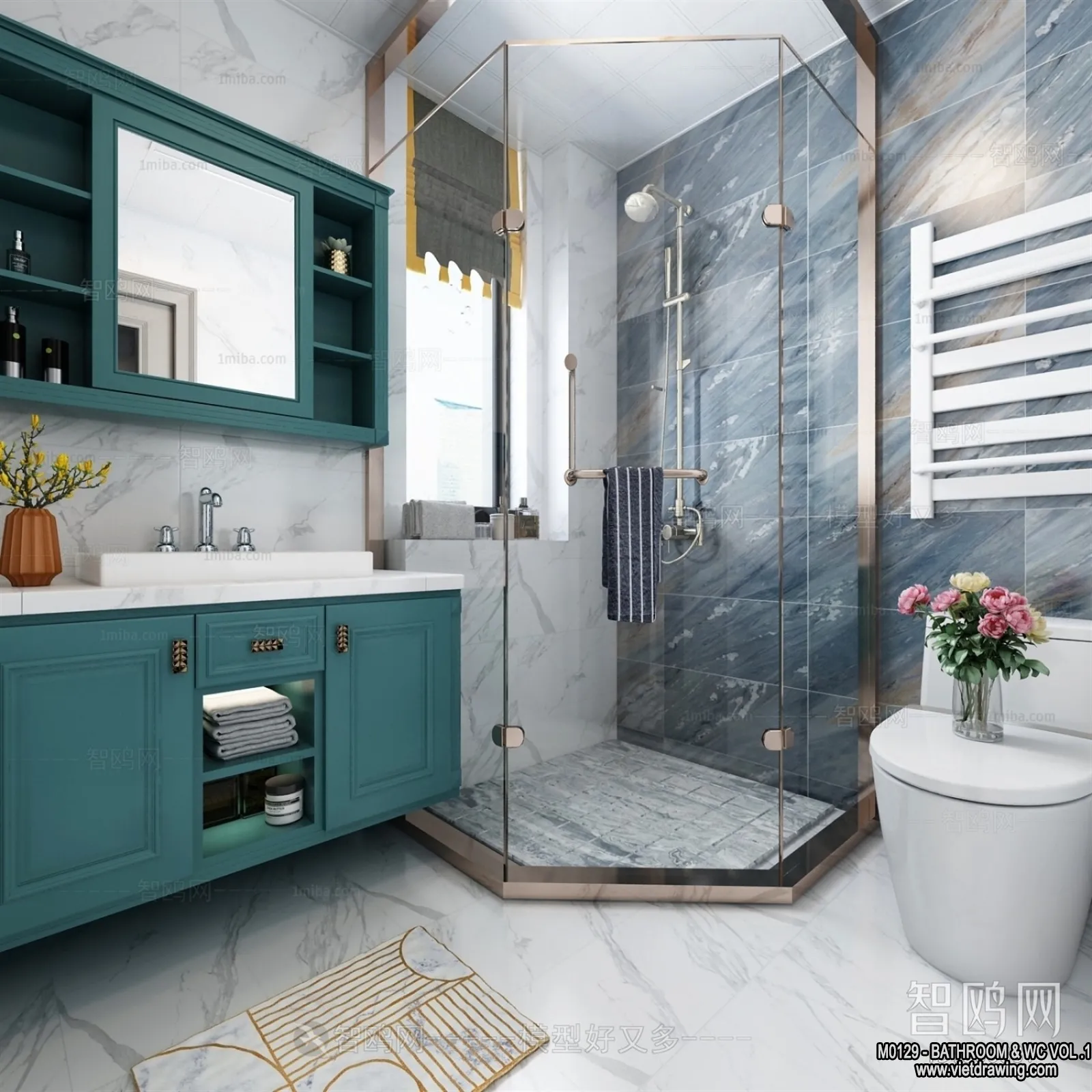 Bathroom - Toilet - WC - RestRoom - 3D Interior Scene - 029