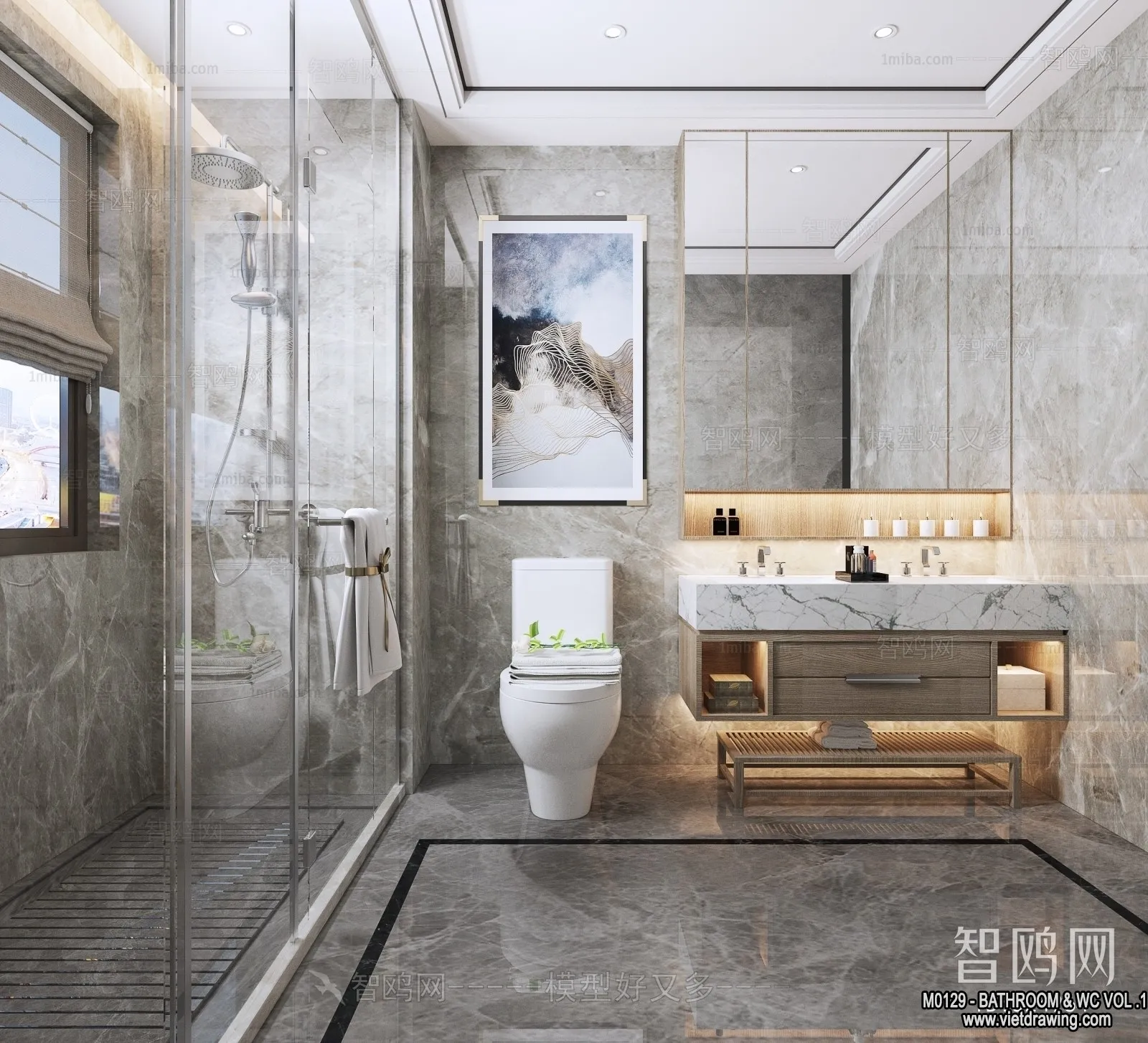 Bathroom - Toilet - WC - RestRoom - 3D Interior Scene - 030