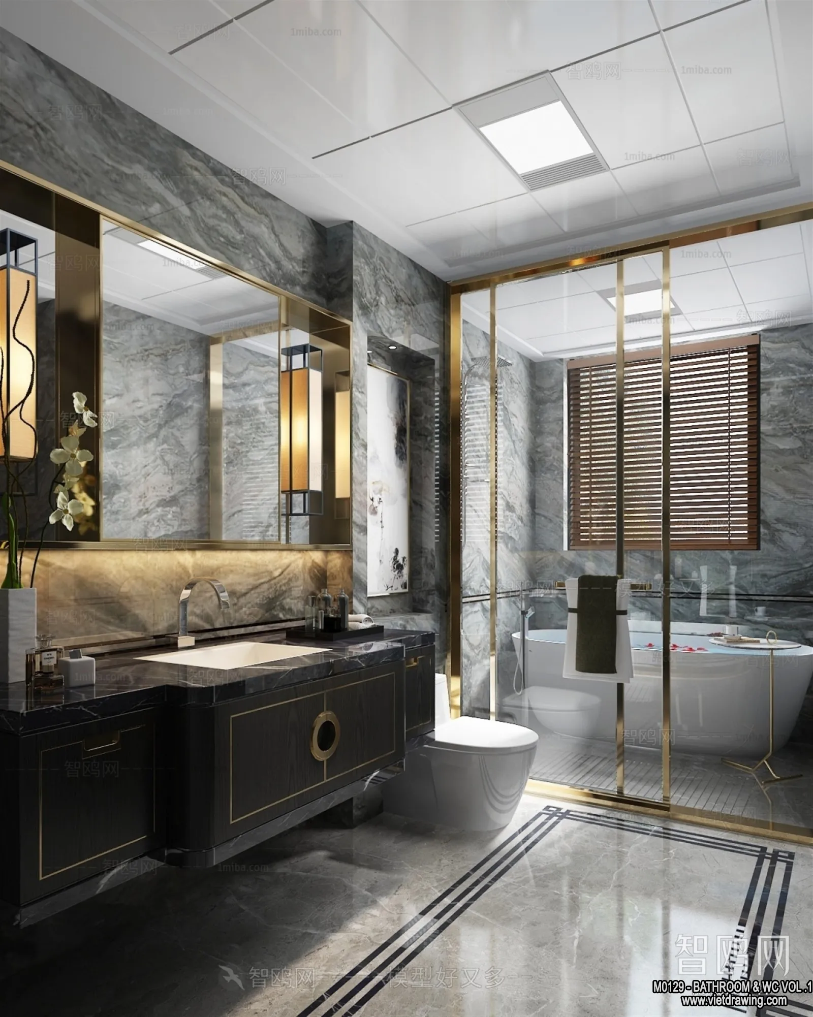 Bathroom - Toilet - WC - RestRoom - 3D Interior Scene - 031