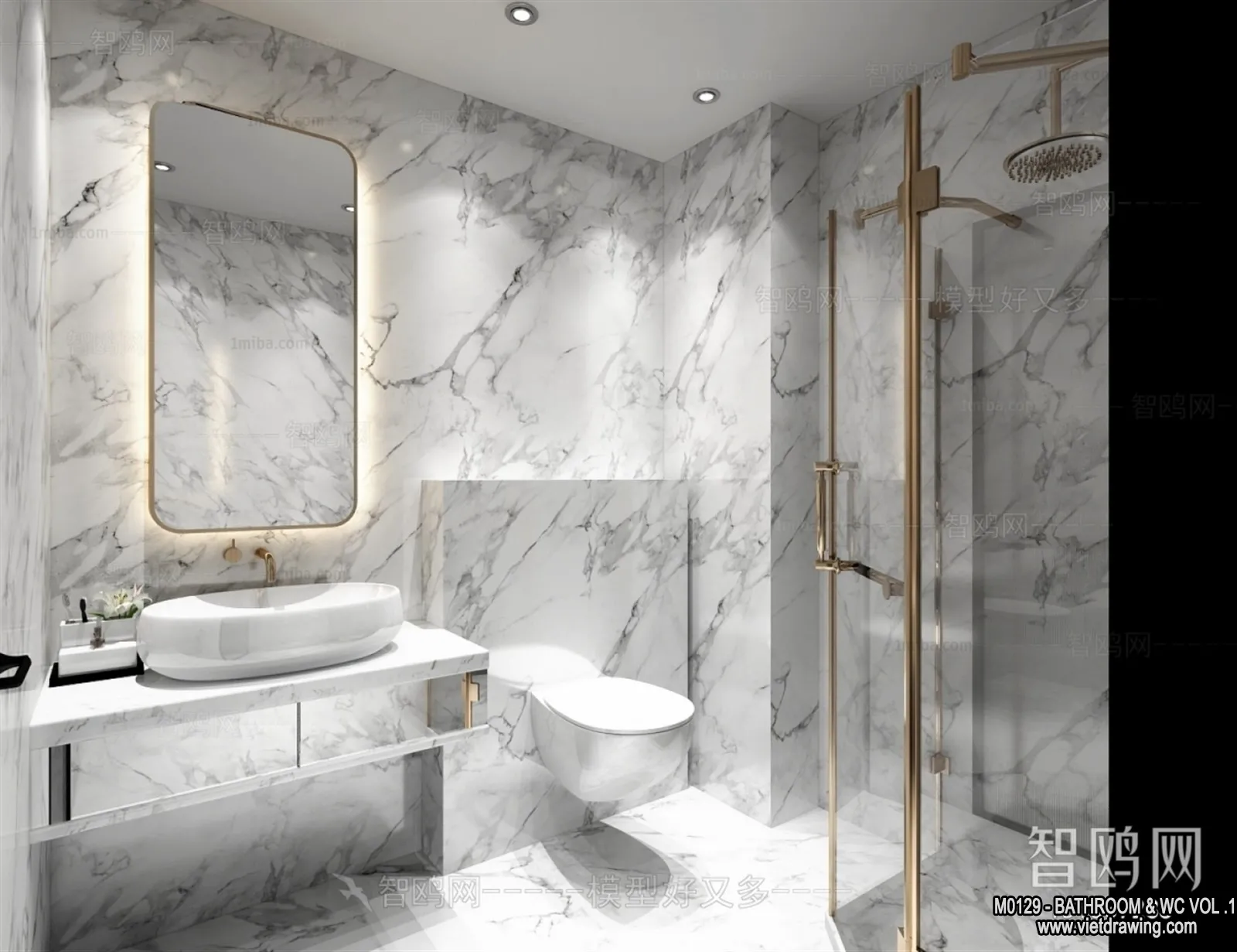 Bathroom - Toilet - WC - RestRoom - 3D Interior Scene - 032