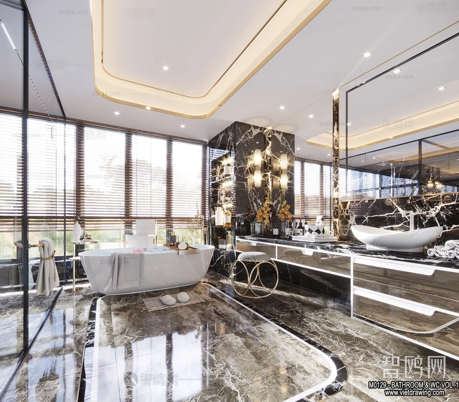 Bathroom - Toilet - WC - RestRoom - 3D Interior Scene - 034