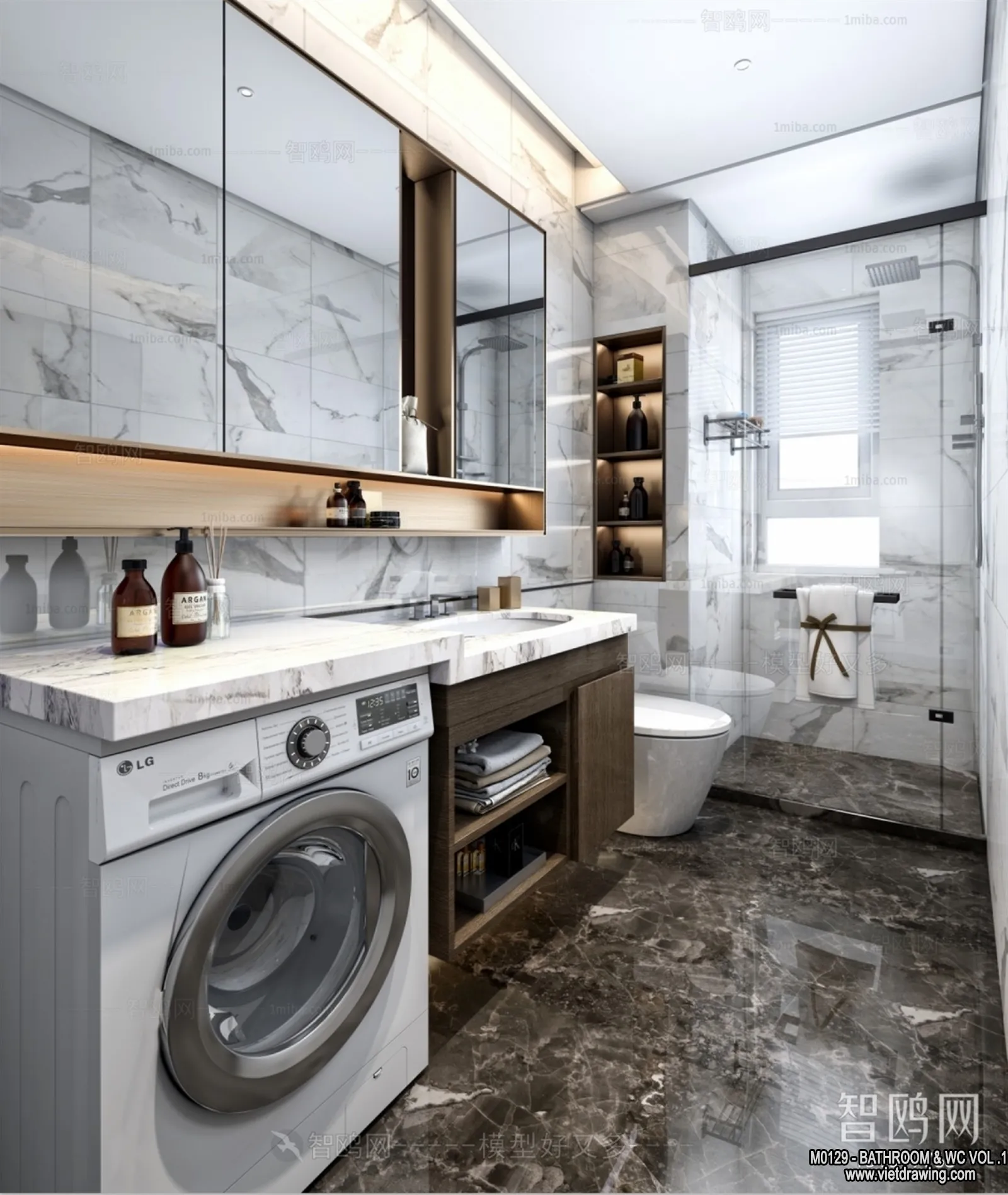 Bathroom - Toilet - WC - RestRoom - 3D Interior Scene - 037