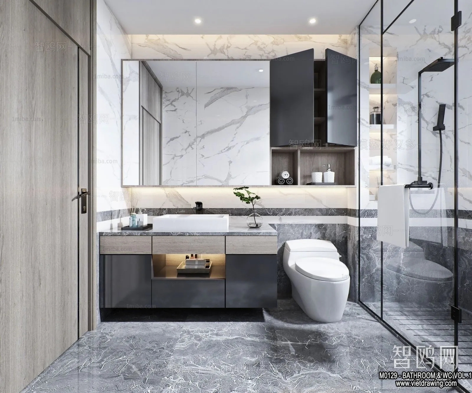 Bathroom - Toilet - WC - RestRoom - 3D Interior Scene - 038