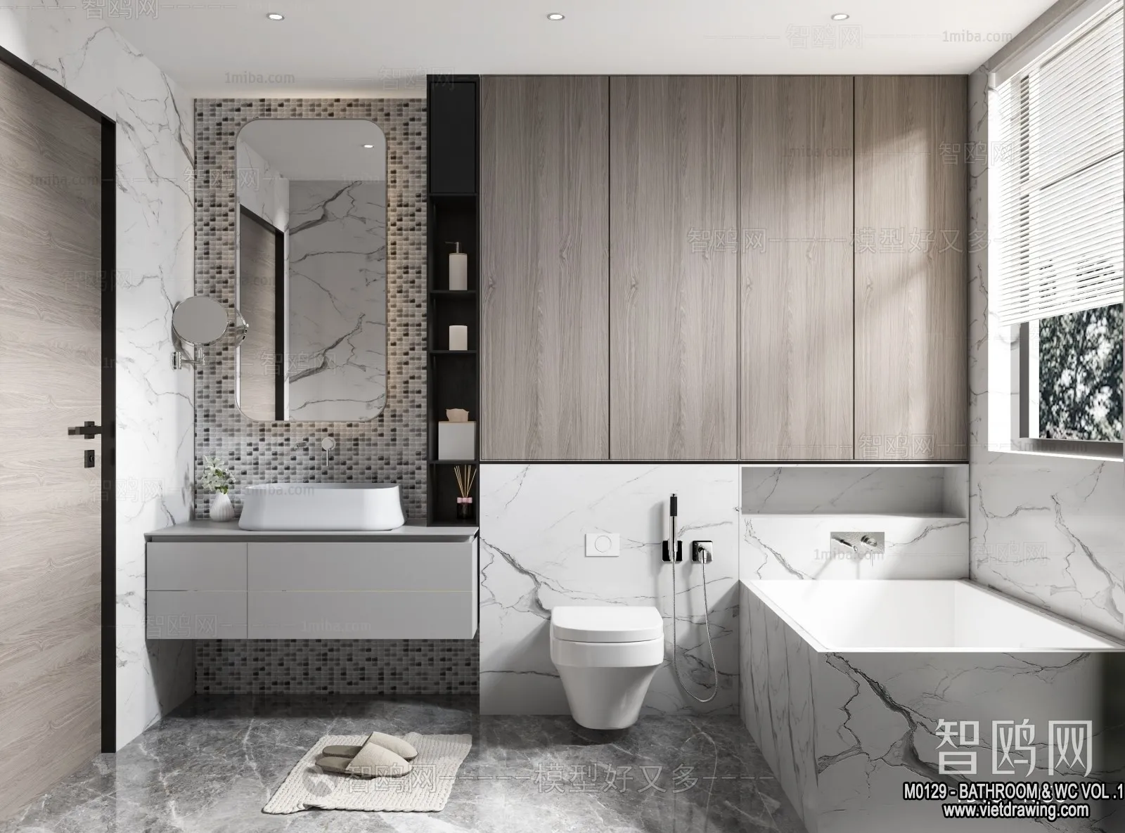 Bathroom - Toilet - WC - RestRoom - 3D Interior Scene - 039