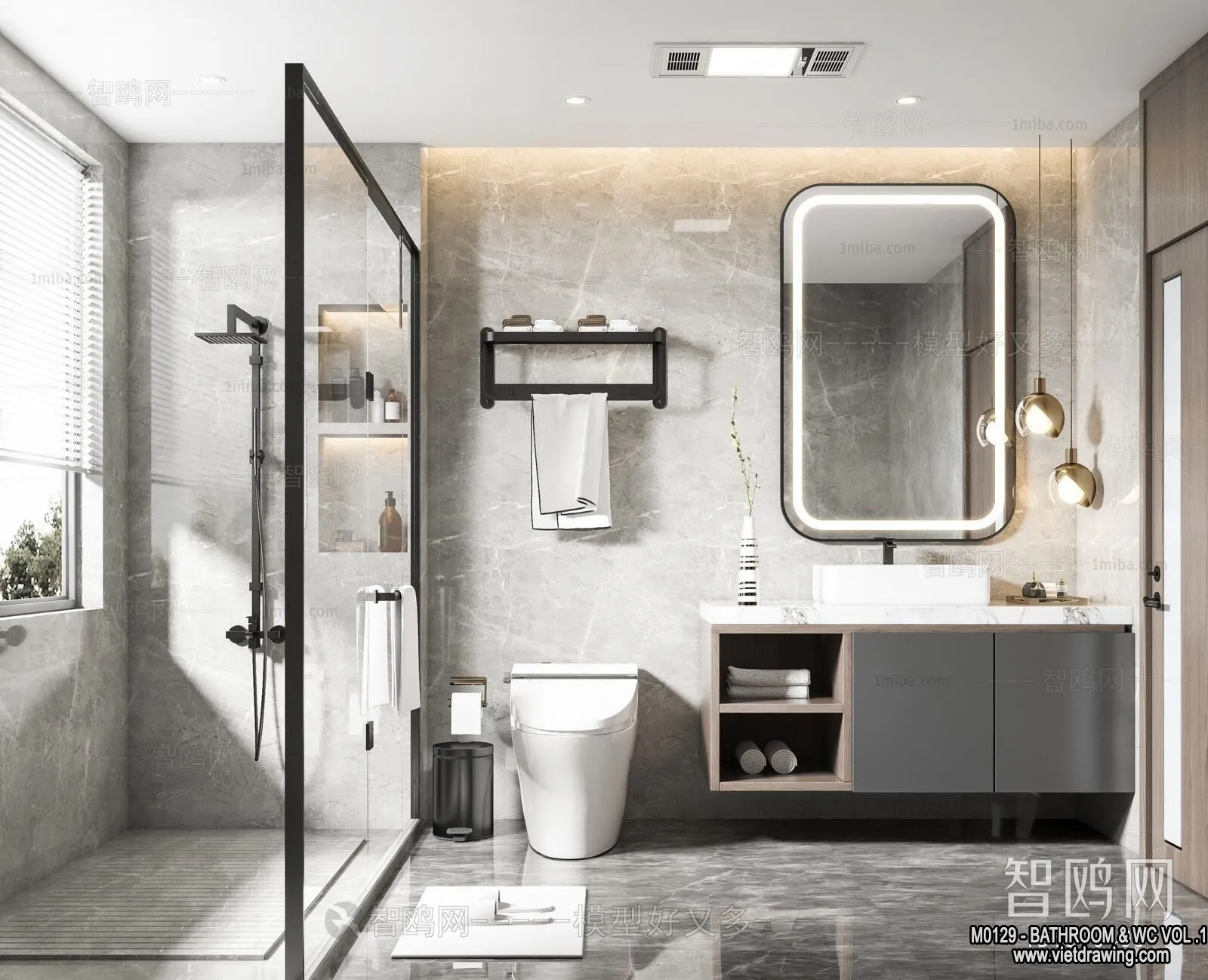 Bathroom - Toilet - WC - RestRoom - 3D Interior Scene - 040