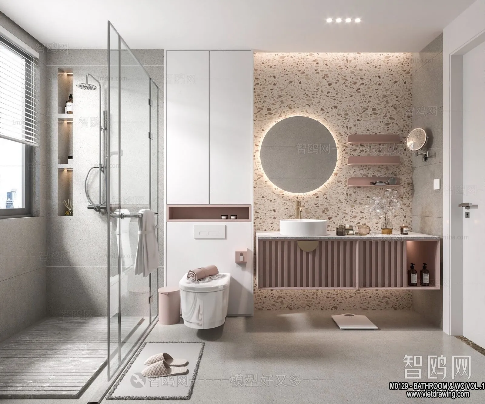 Bathroom - Toilet - WC - RestRoom - 3D Interior Scene - 043