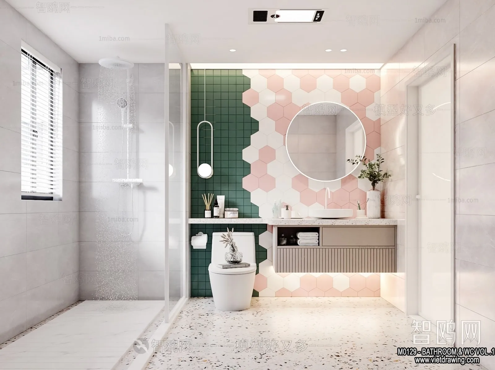 Bathroom - Toilet - WC - RestRoom - 3D Interior Scene - 045