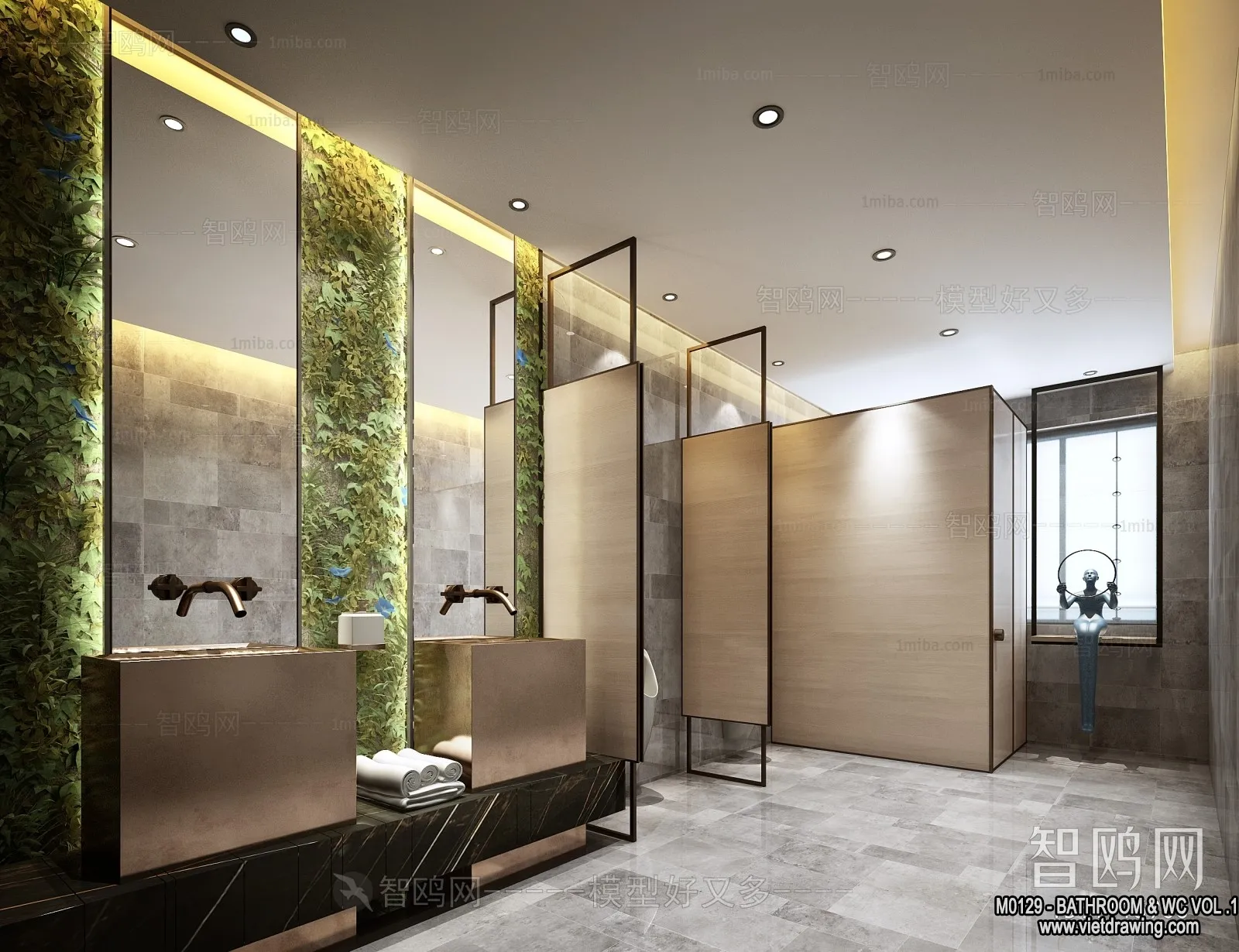 Bathroom - Toilet - WC - RestRoom - 3D Interior Scene - 046