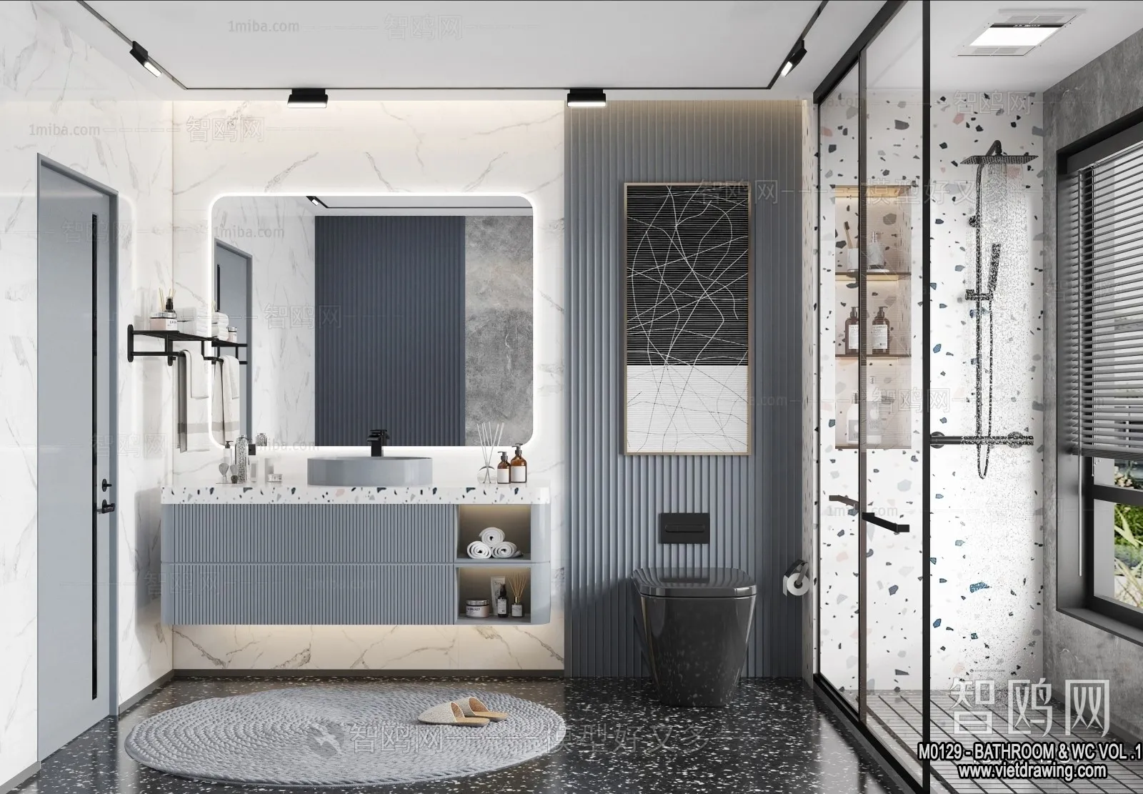 Bathroom - Toilet - WC - RestRoom - 3D Interior Scene - 047