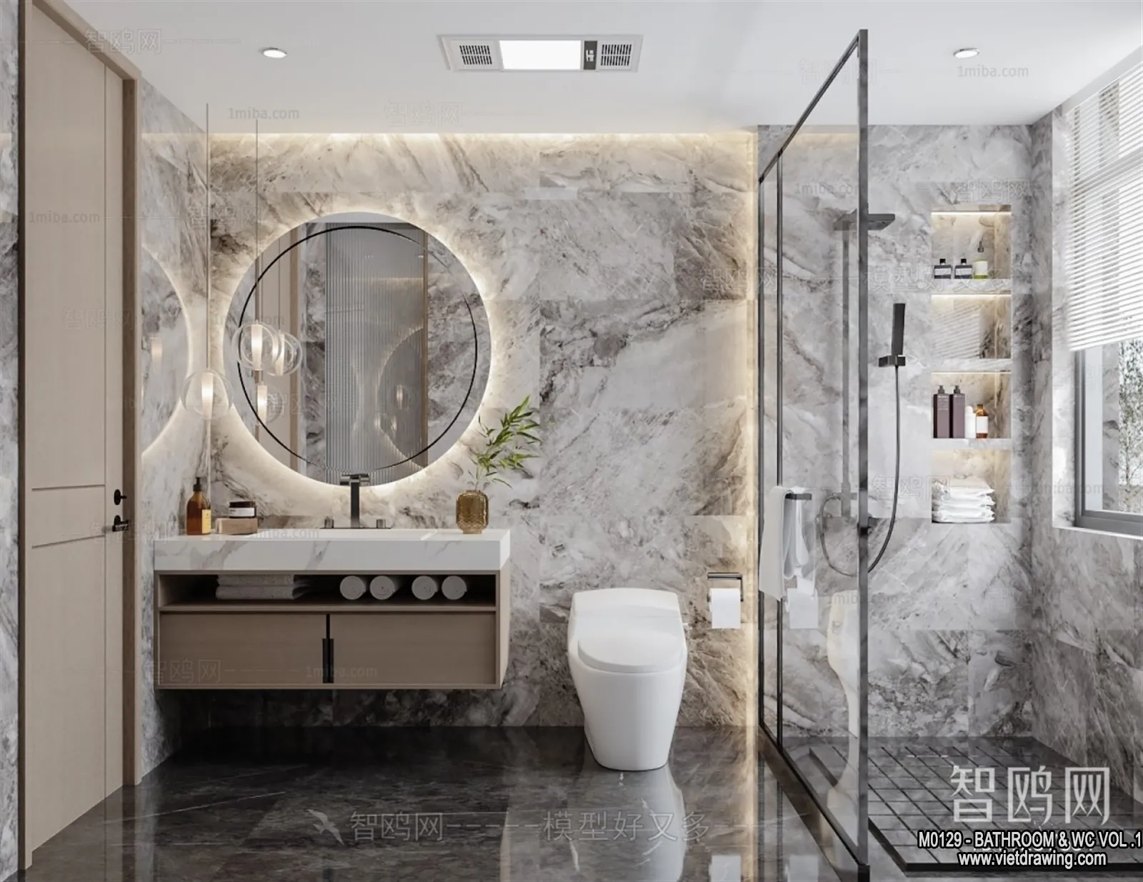 Bathroom - Toilet - WC - RestRoom - 3D Interior Scene - 048