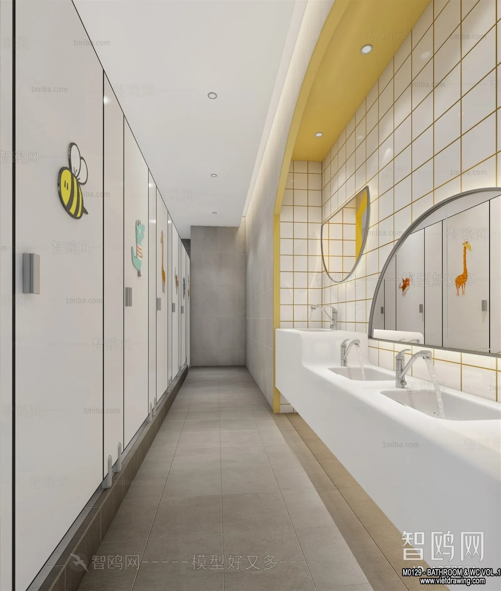 Bathroom - Toilet - WC - RestRoom - 3D Interior Scene - 051