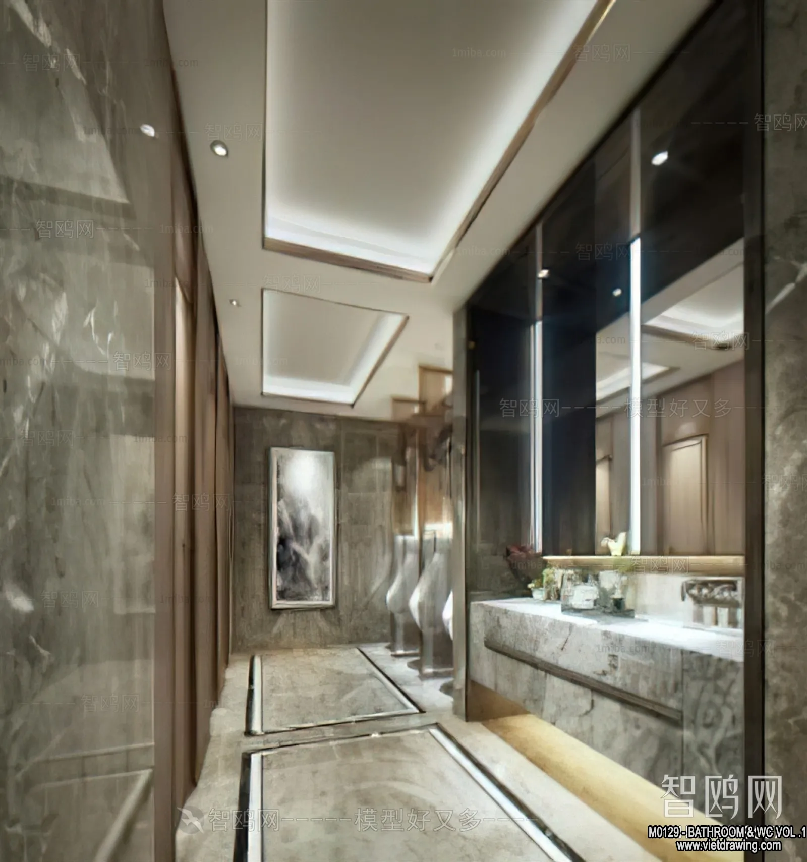 Bathroom - Toilet - WC - RestRoom - 3D Interior Scene - 054