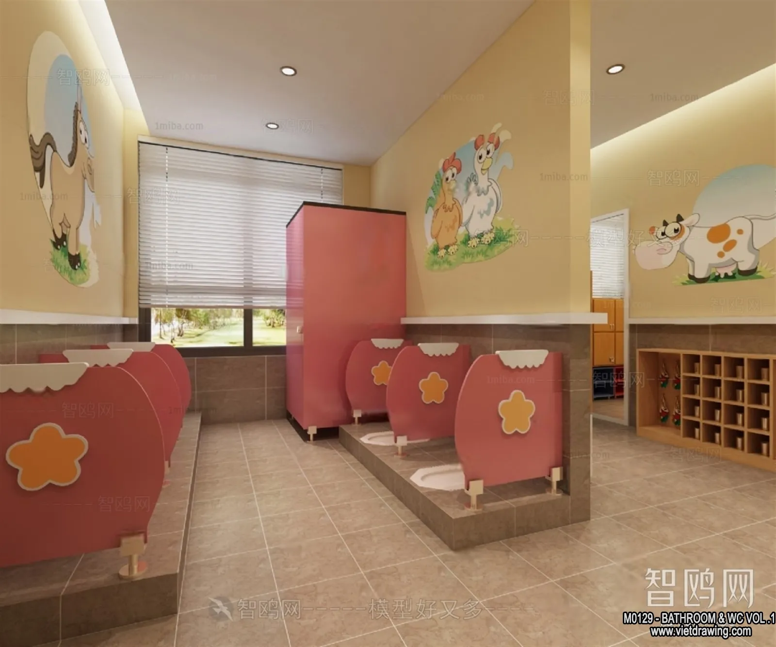 Bathroom - Toilet - WC - RestRoom - 3D Interior Scene - 055