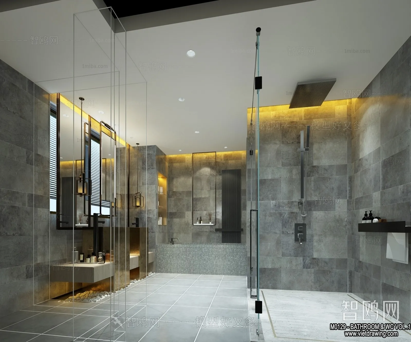 Bathroom - Toilet - WC - RestRoom - 3D Interior Scene - 057