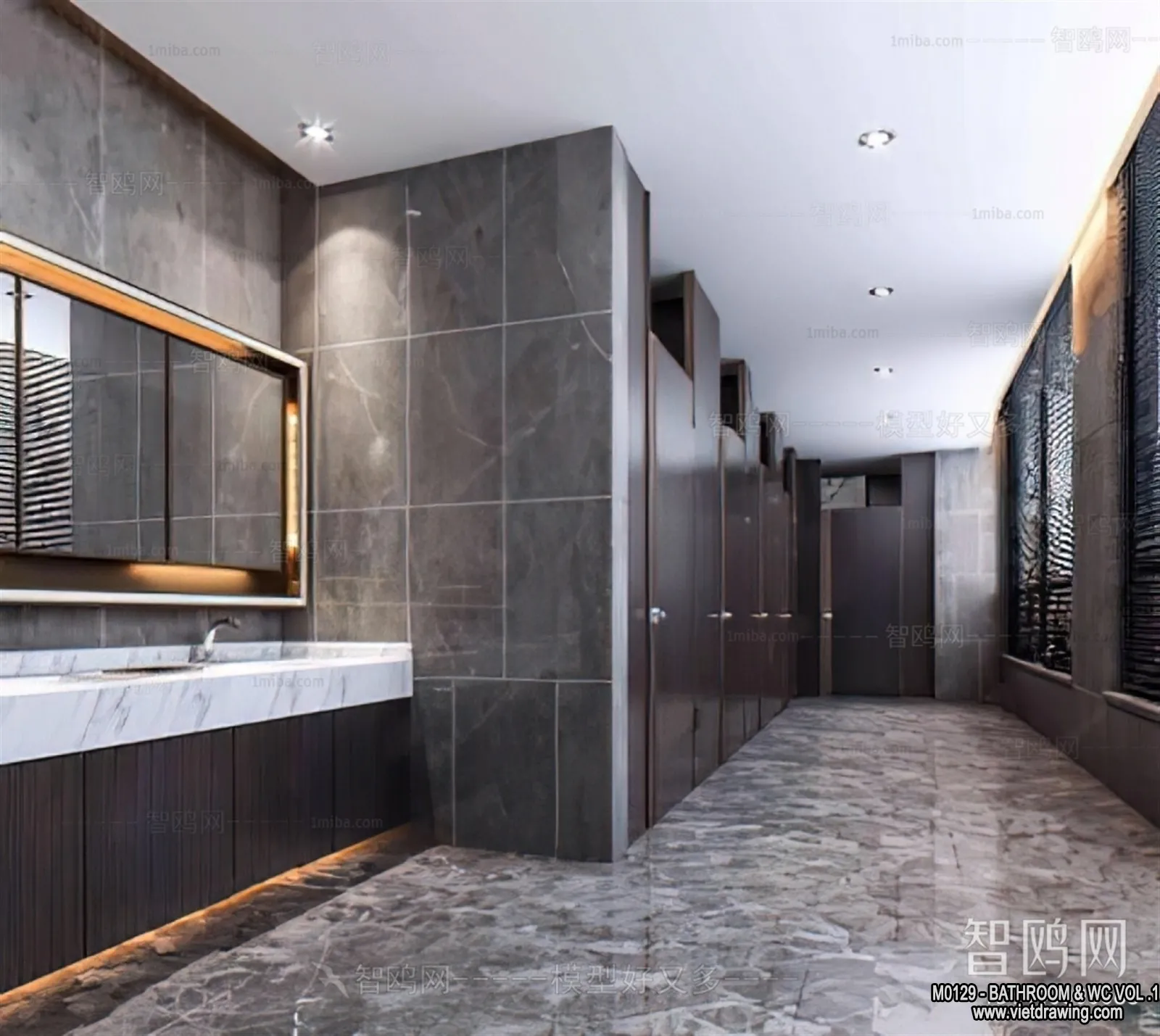 Bathroom - Toilet - WC - RestRoom - 3D Interior Scene - 058