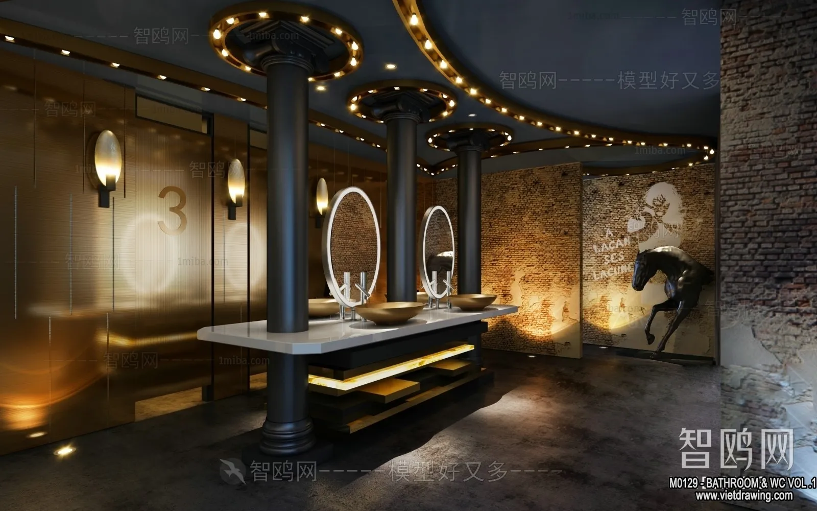 Bathroom - Toilet - WC - RestRoom - 3D Interior Scene - 061