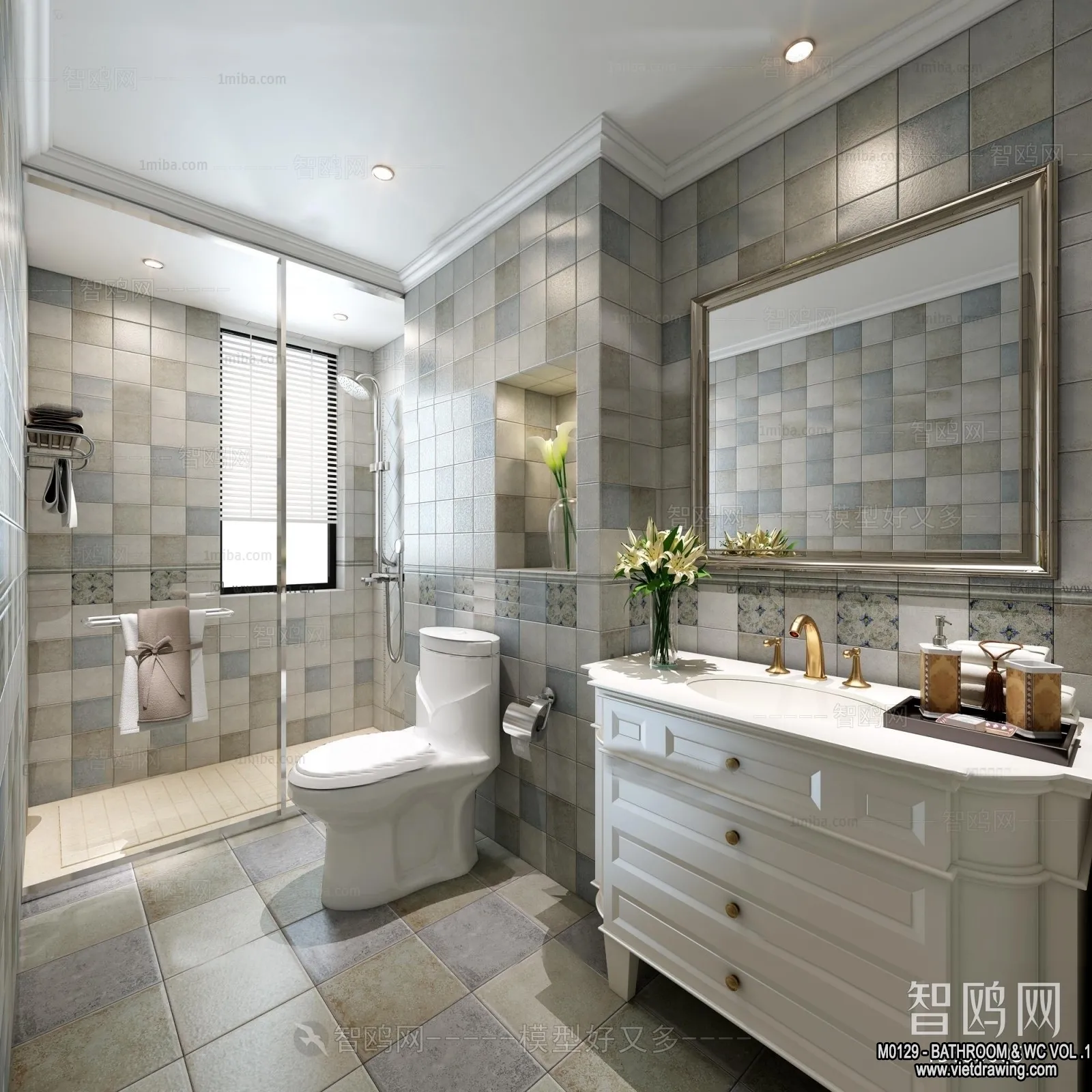 Bathroom - Toilet - WC - RestRoom - 3D Interior Scene - 062