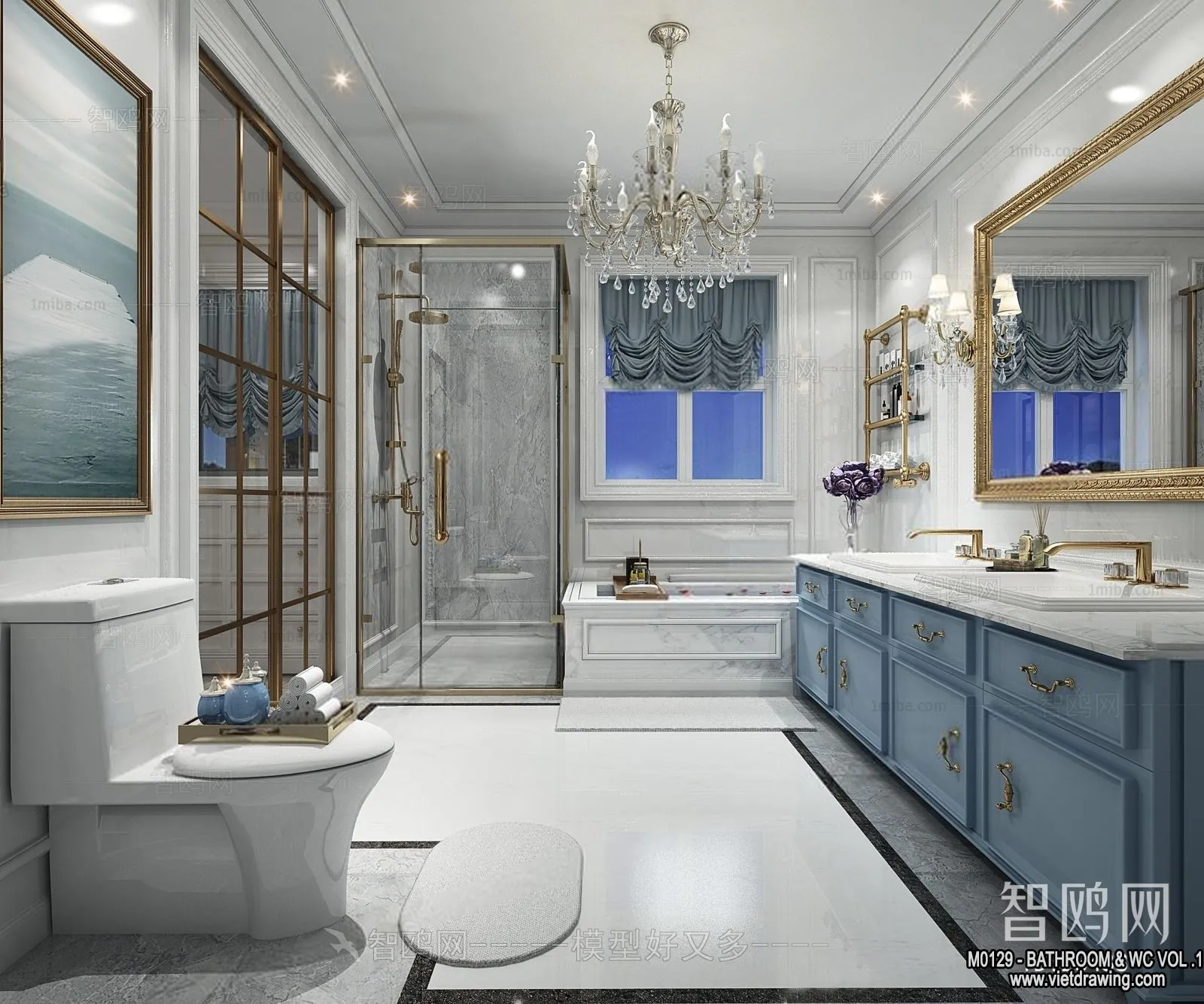 Bathroom - Toilet - WC - RestRoom - 3D Interior Scene - 064