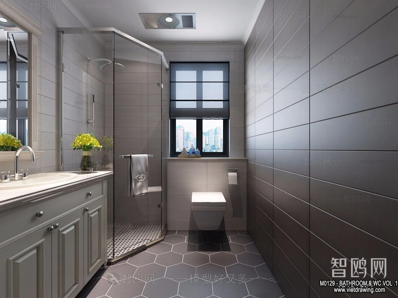 Bathroom - Toilet - WC - RestRoom - 3D Interior Scene - 066