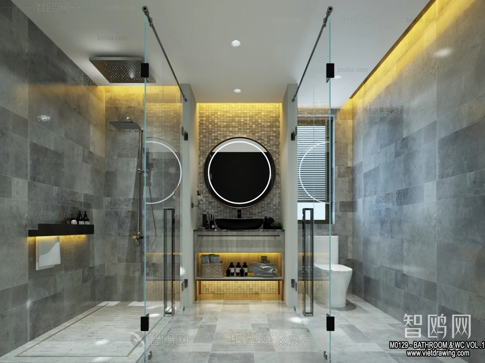 Bathroom - Toilet - WC - RestRoom - 3D Interior Scene - 068