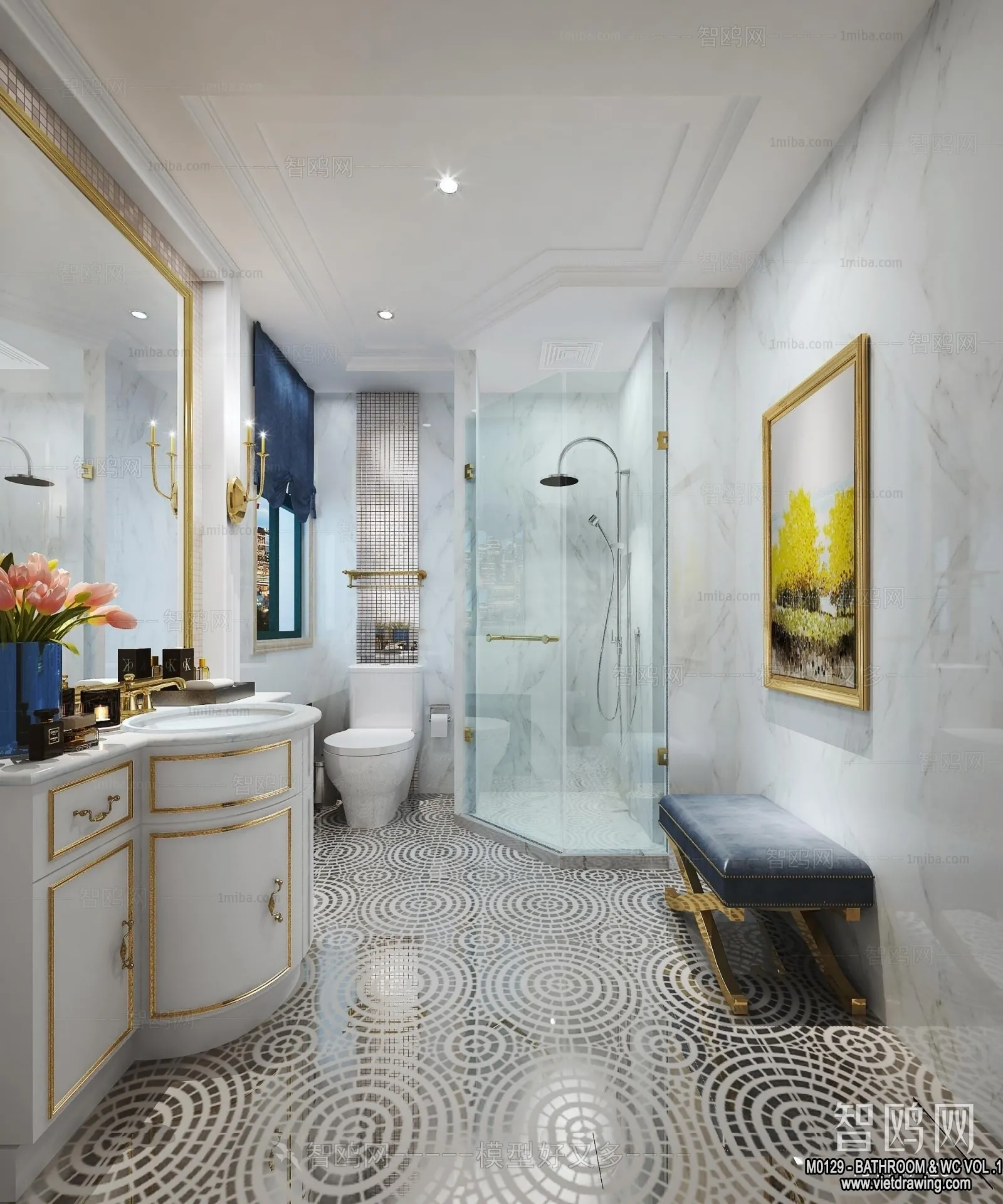 Bathroom - Toilet - WC - RestRoom - 3D Interior Scene - 069