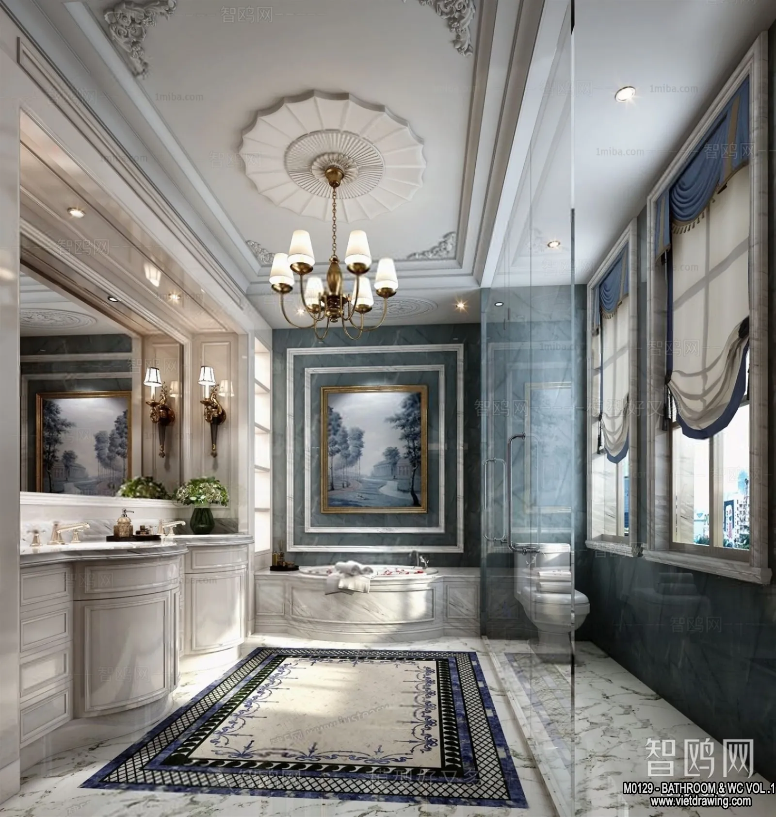 Bathroom - Toilet - WC - RestRoom - 3D Interior Scene - 072