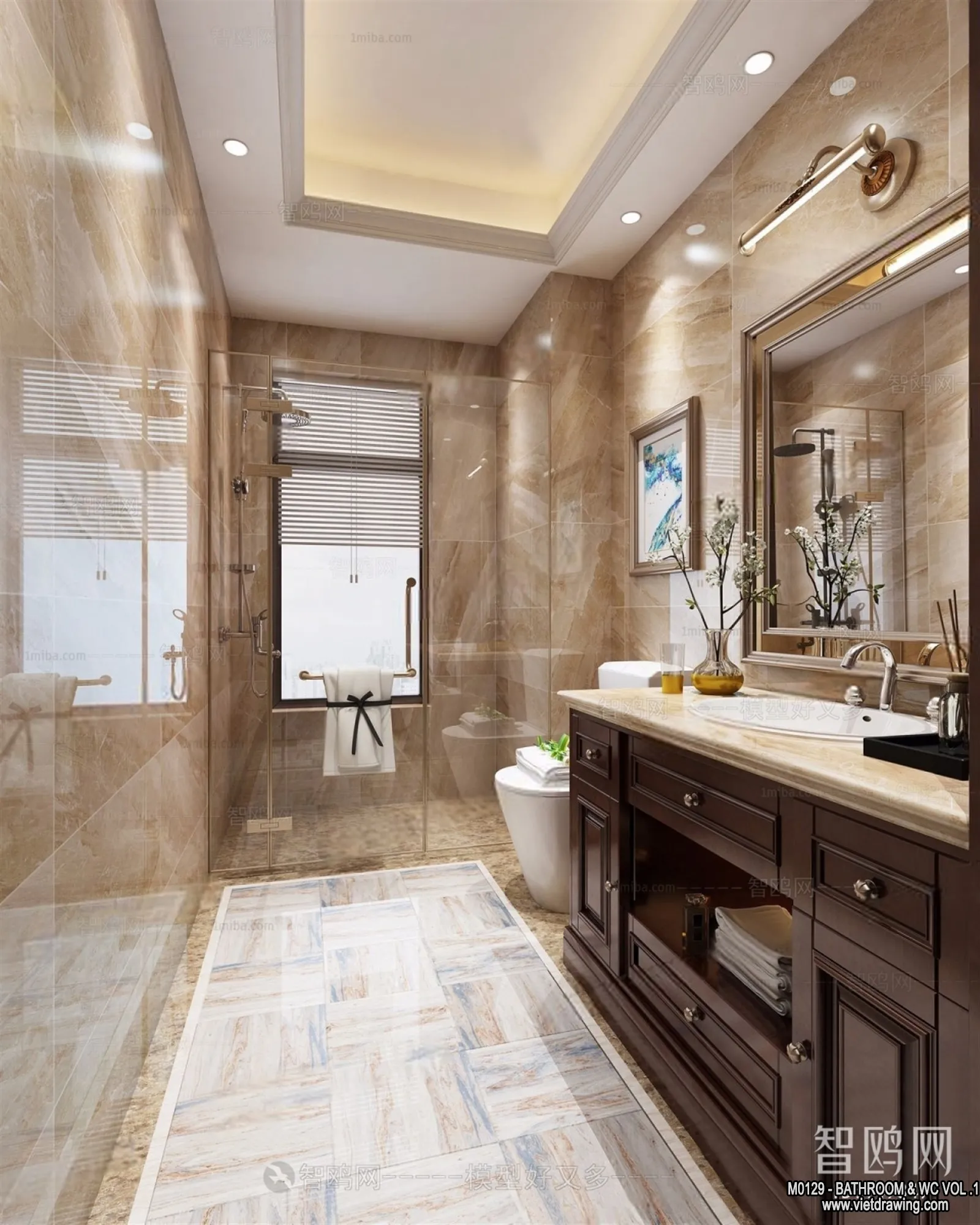 Bathroom - Toilet - WC - RestRoom - 3D Interior Scene - 073