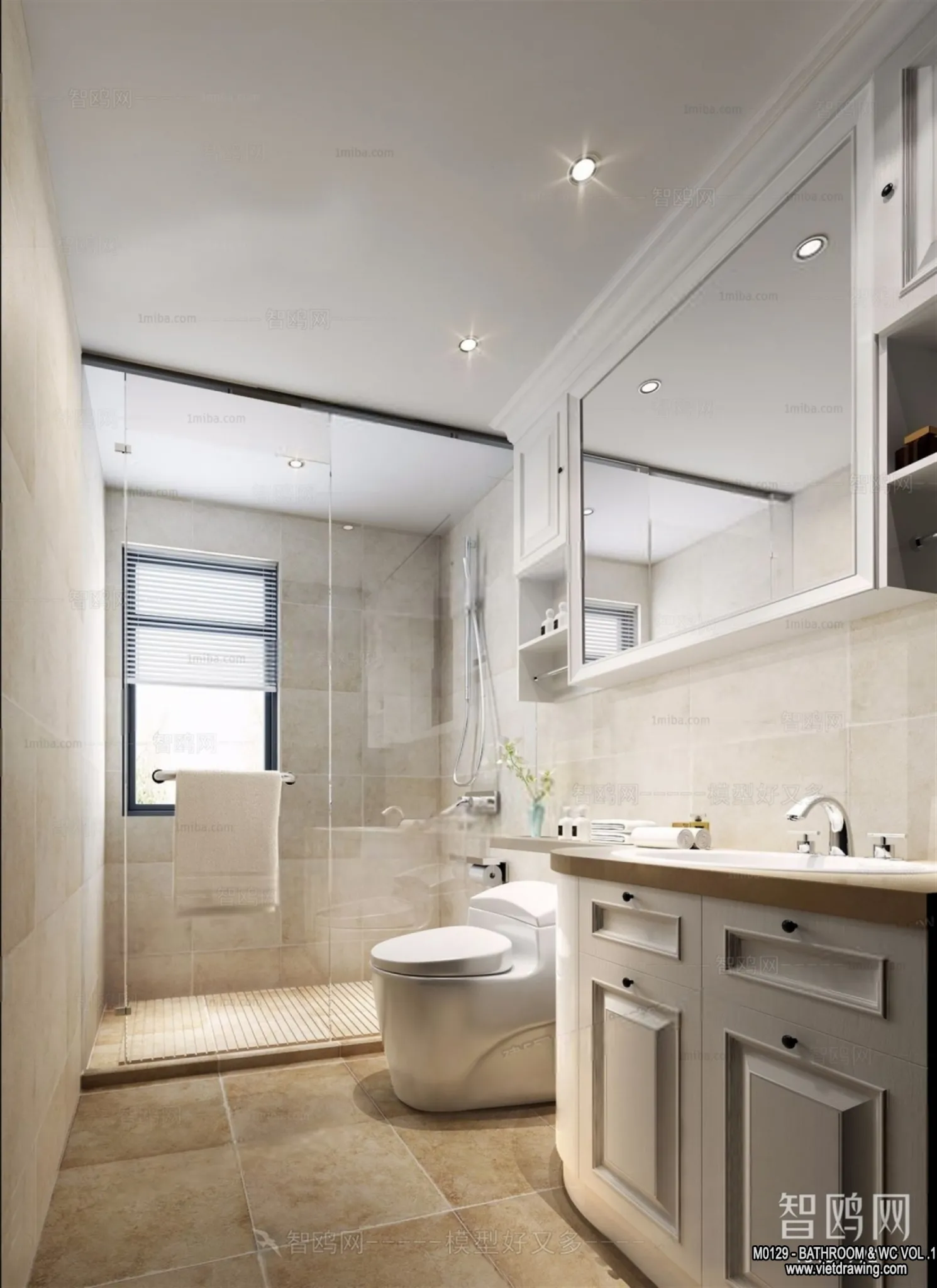 Bathroom - Toilet - WC - RestRoom - 3D Interior Scene - 074