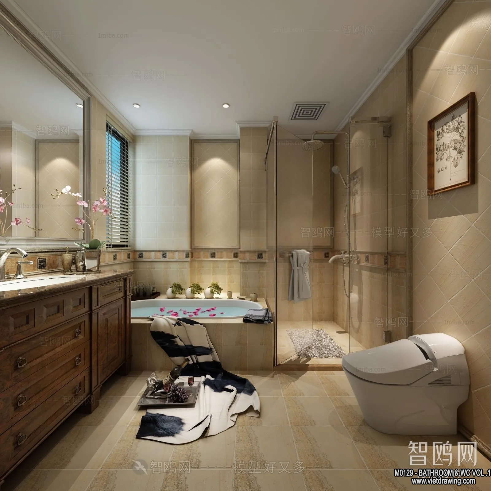 Bathroom - Toilet - WC - RestRoom - 3D Interior Scene - 075