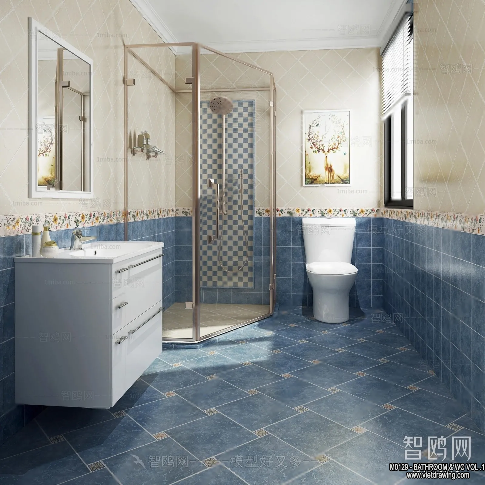 Bathroom - Toilet - WC - RestRoom - 3D Interior Scene - 076
