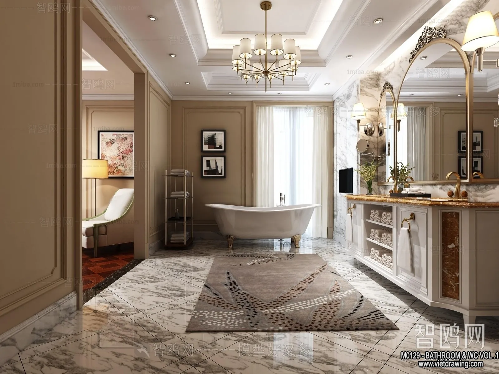 Bathroom - Toilet - WC - RestRoom - 3D Interior Scene - 078