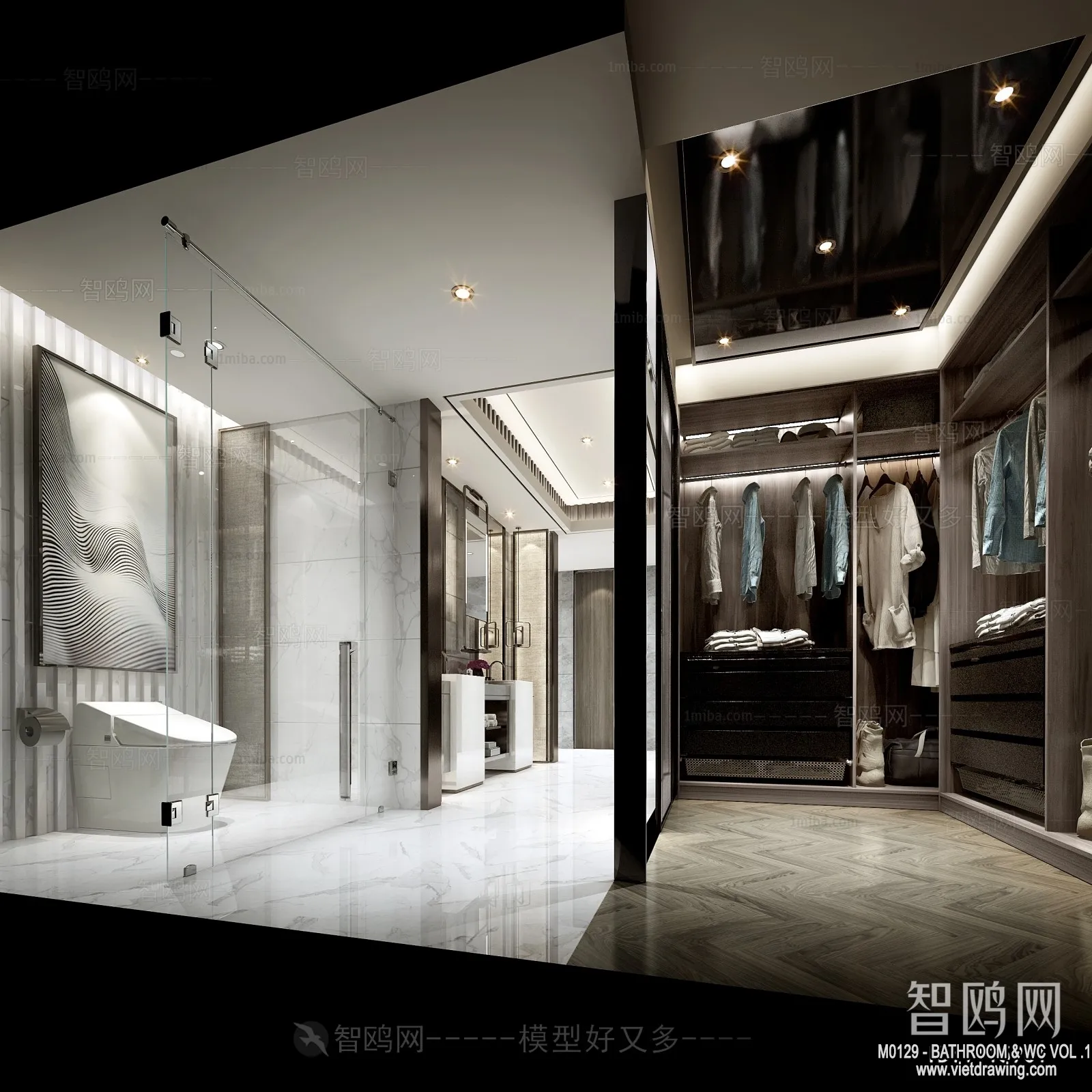 Bathroom - Toilet - WC - RestRoom - 3D Interior Scene - 079