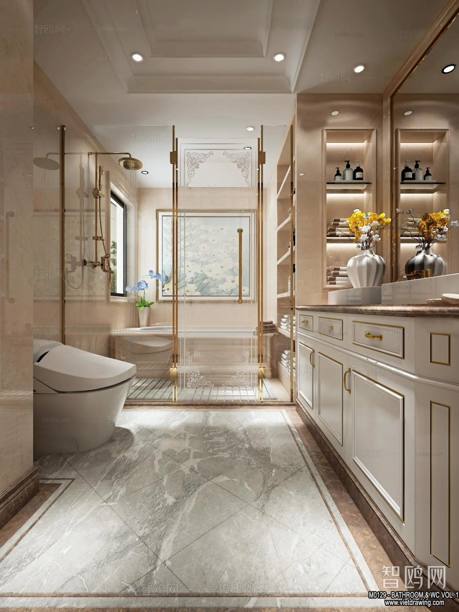 Bathroom - Toilet - WC - RestRoom - 3D Interior Scene - 080