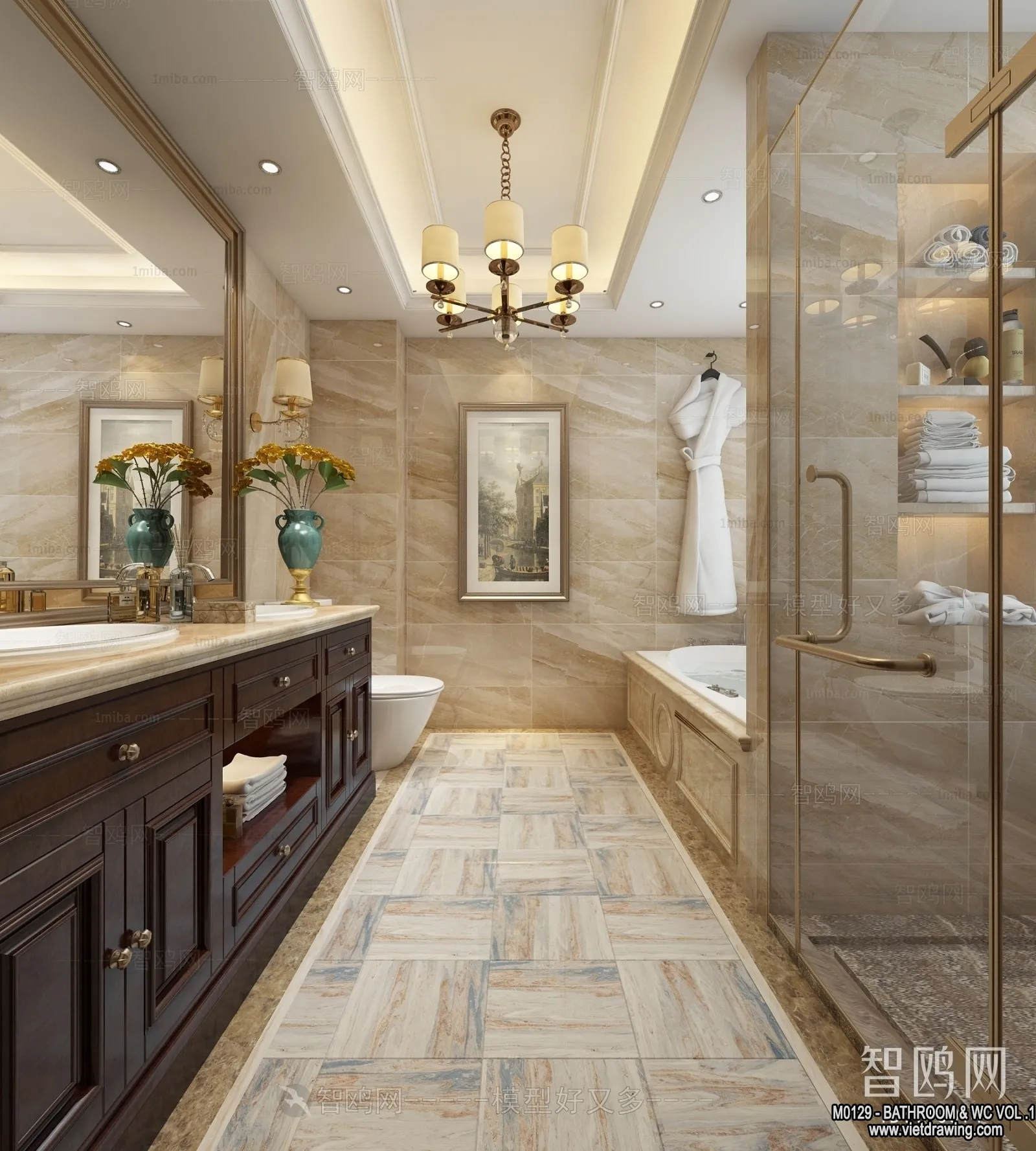 Bathroom - Toilet - WC - RestRoom - 3D Interior Scene - 082