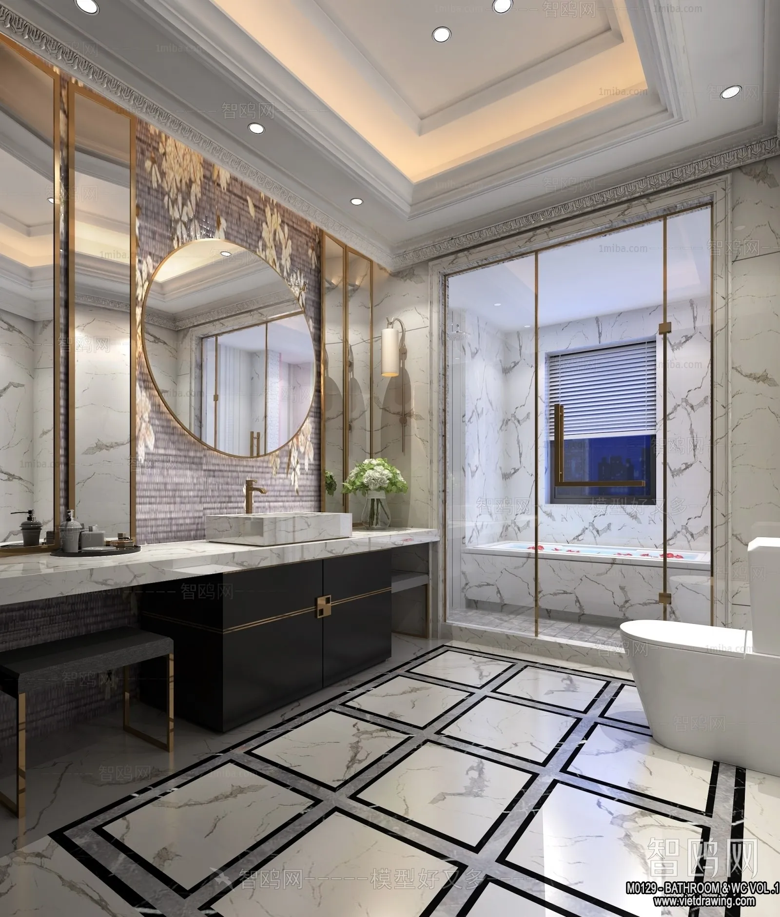 Bathroom - Toilet - WC - RestRoom - 3D Interior Scene - 084