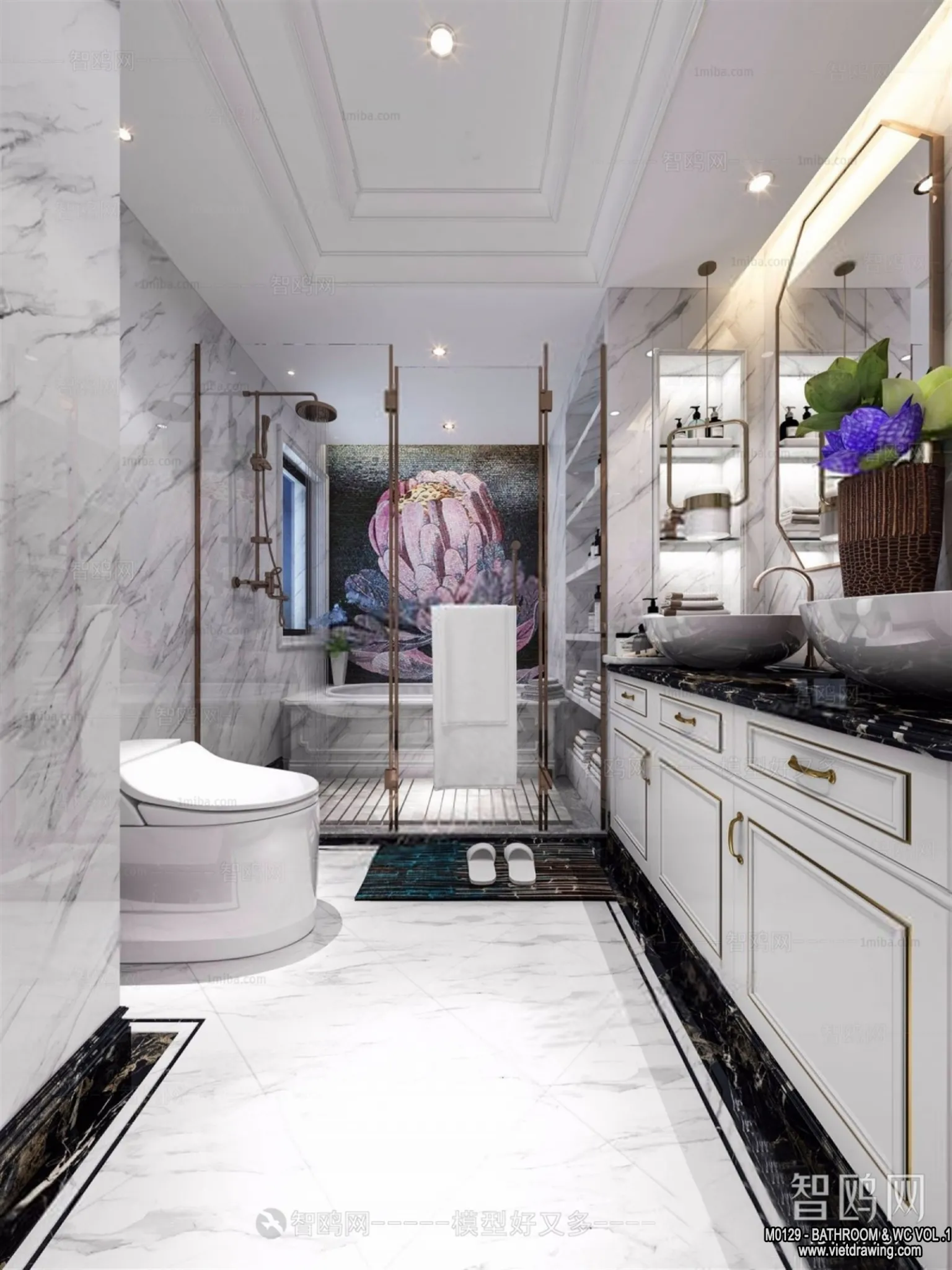 Bathroom - Toilet - WC - RestRoom - 3D Interior Scene - 085