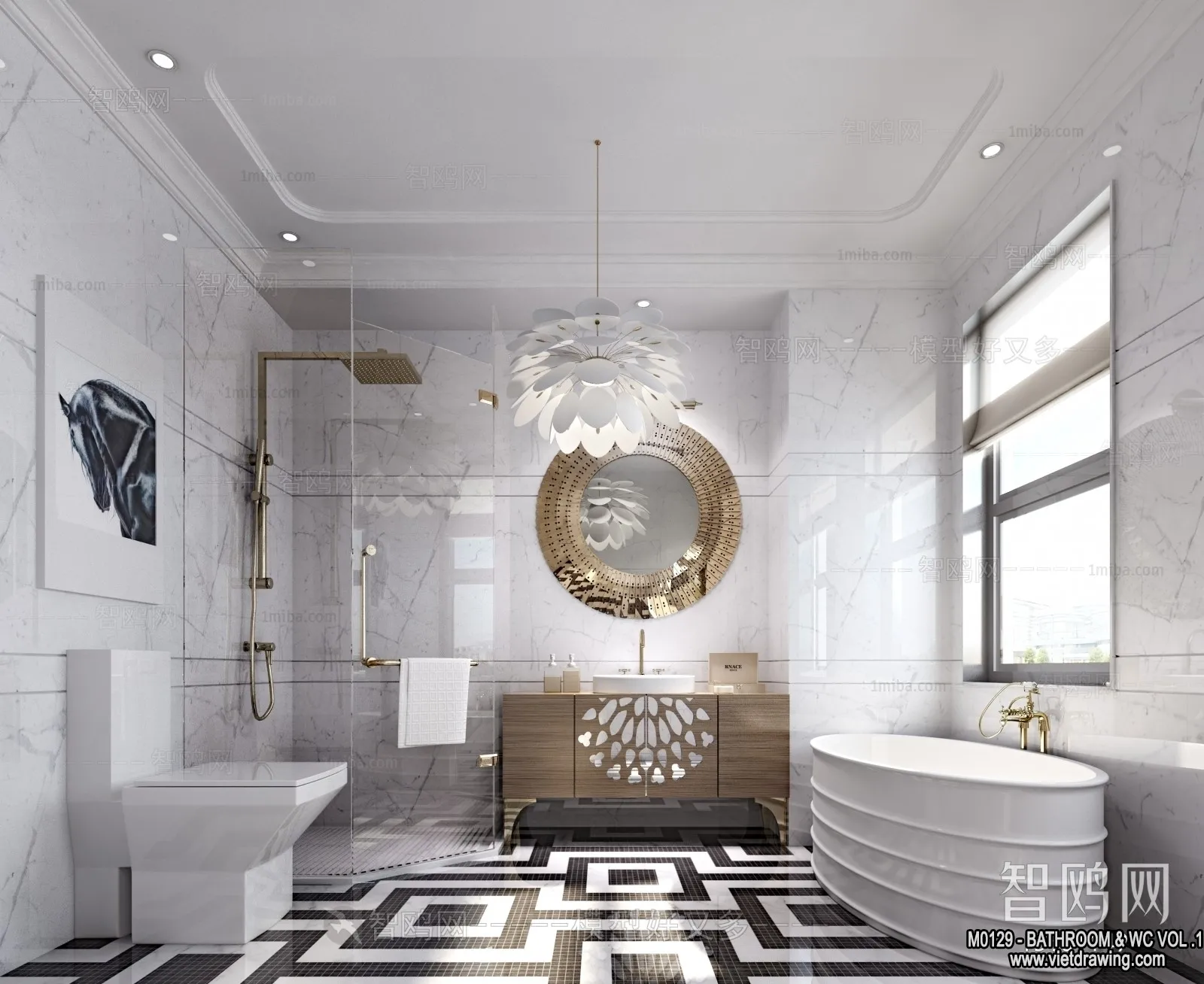 Bathroom - Toilet - WC - RestRoom - 3D Interior Scene - 088
