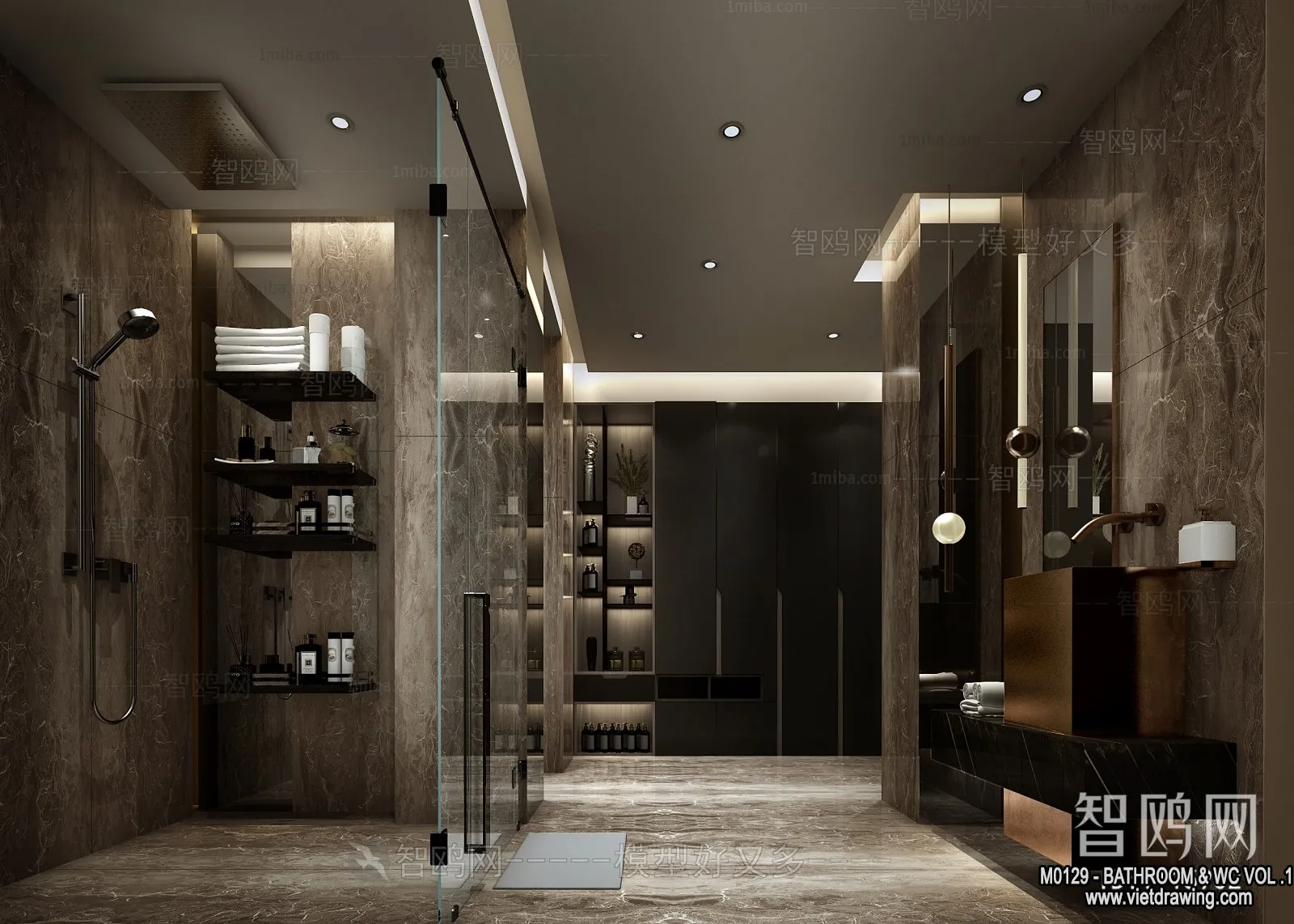 Bathroom - Toilet - WC - RestRoom - 3D Interior Scene - 090