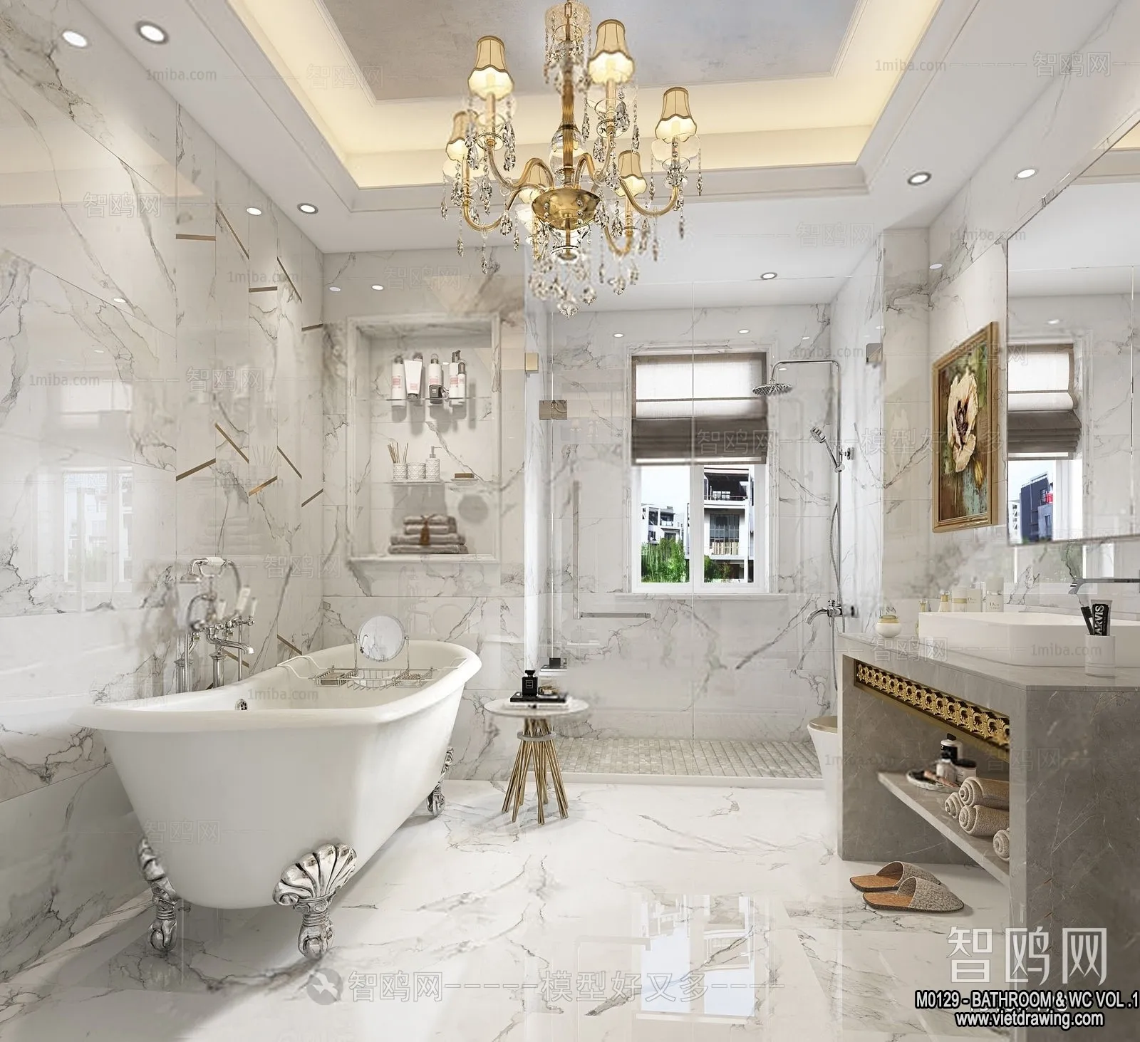 Bathroom - Toilet - WC - RestRoom - 3D Interior Scene - 093