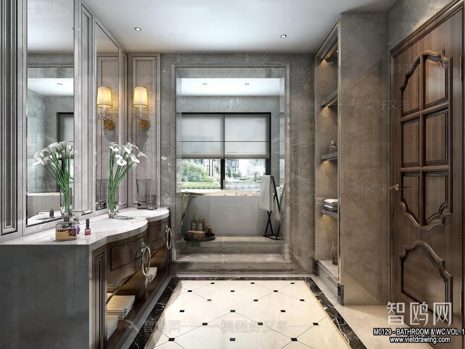 Bathroom - Toilet - WC - RestRoom - 3D Interior Scene - 098