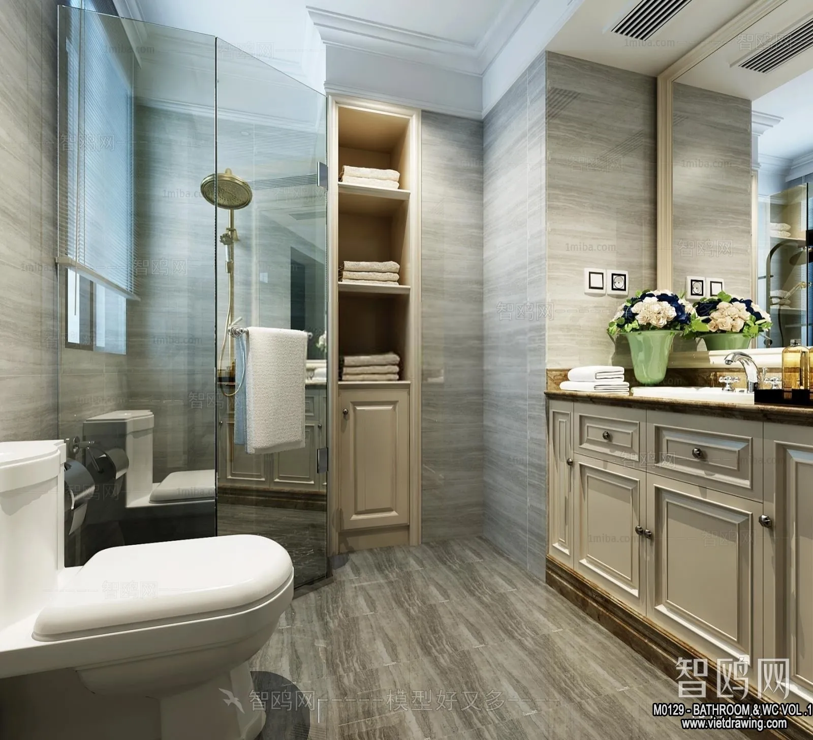 Bathroom - Toilet - WC - RestRoom - 3D Interior Scene - 104